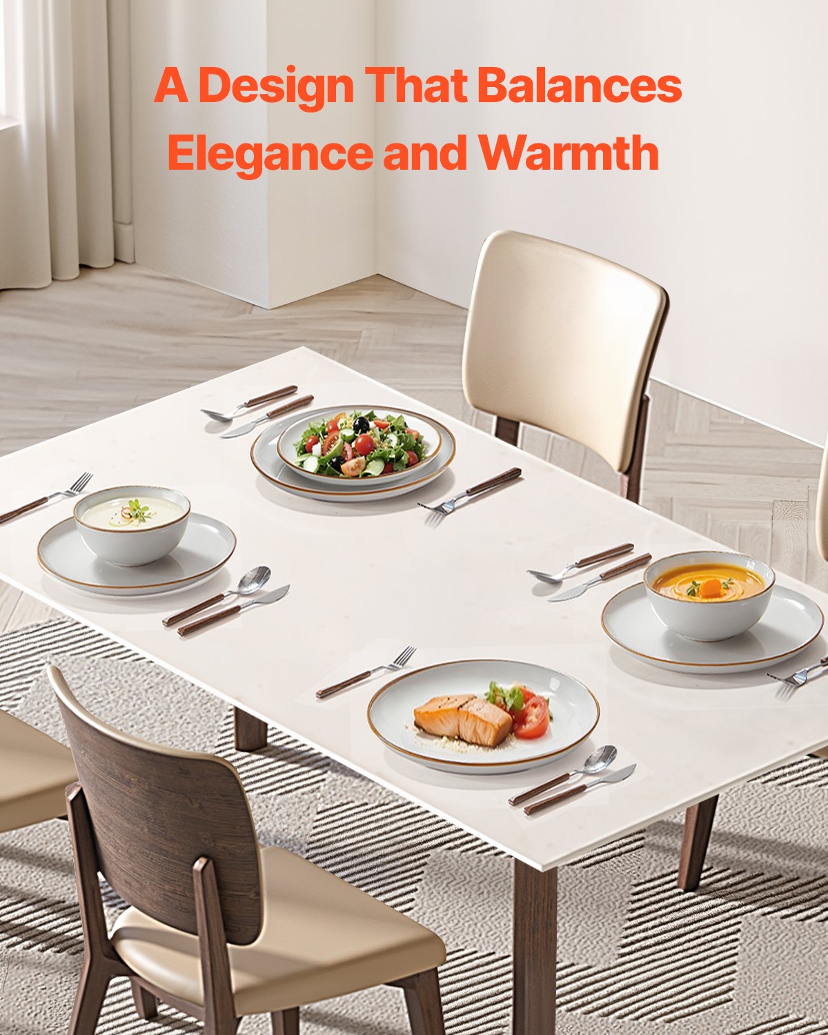 Ivory Ceramic Dinnerware Set for 4 - Scratch Resistant, Dishwasher & Microwave Safe Plates & Bowls for Salad, Soup, Pasta, Dessert