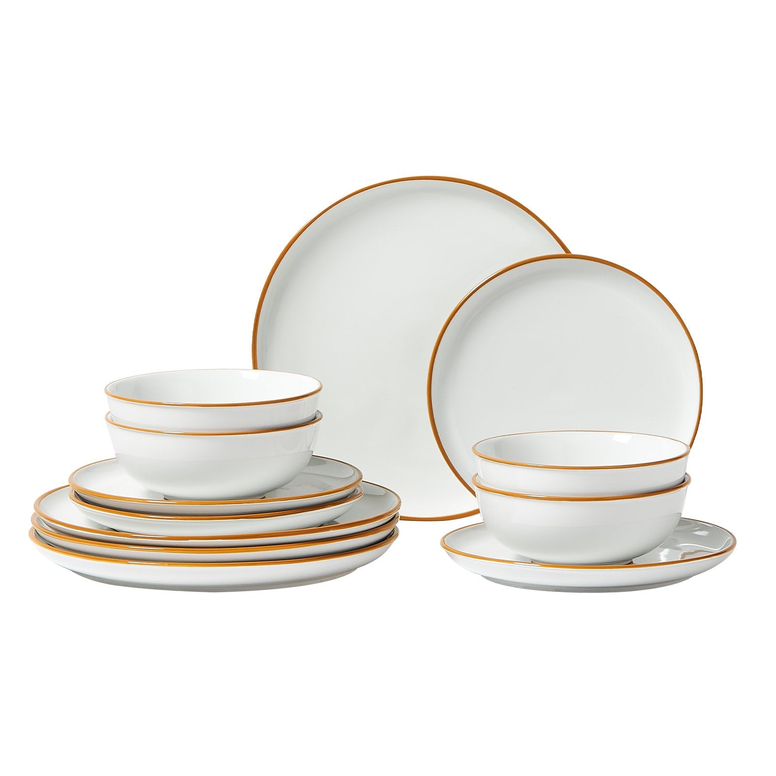 Ivory Ceramic Dinnerware Set for 4 - Scratch Resistant, Dishwasher & Microwave Safe Plates & Bowls for Salad, Soup, Pasta, Dessert