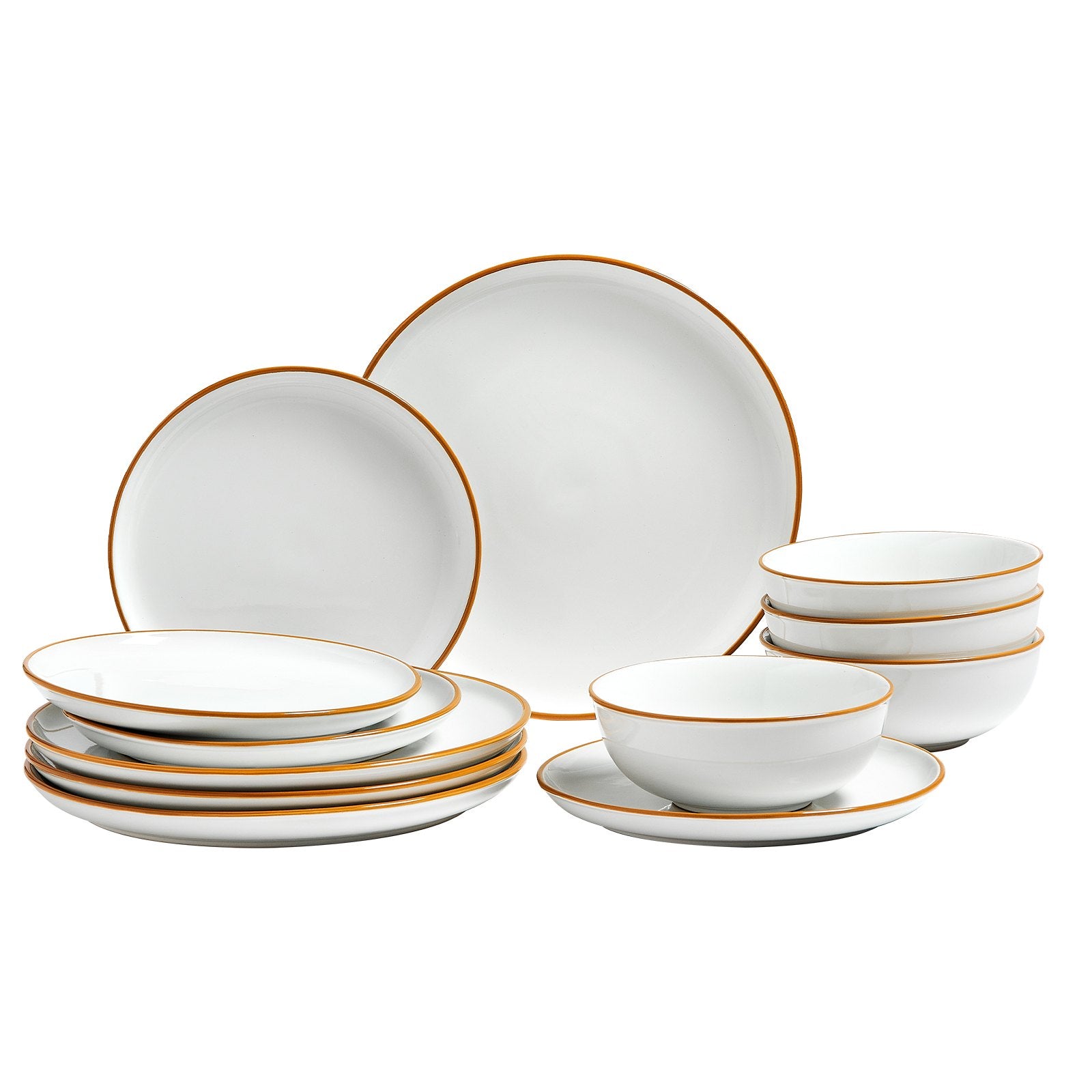 Ivory Ceramic Dinnerware Set for 4 - Scratch Resistant, Dishwasher & Microwave Safe Plates & Bowls for Salad, Soup, Pasta, Dessert