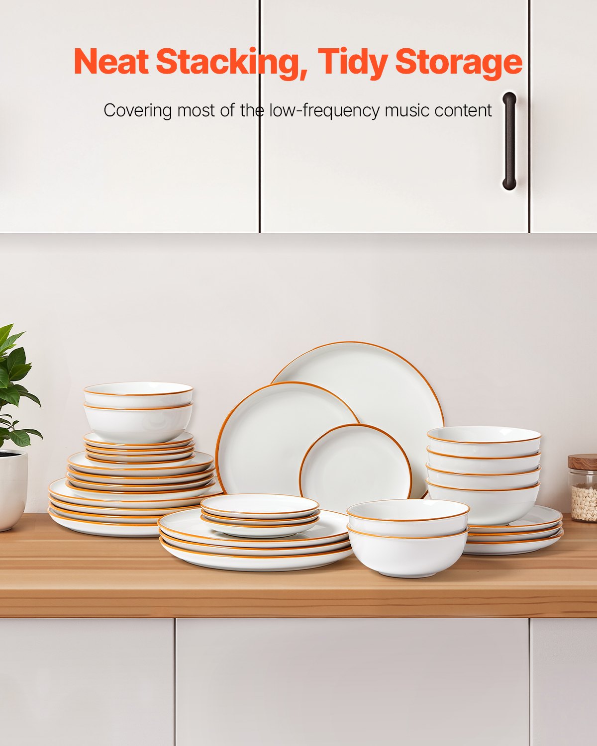 Ivory Ceramic Dinnerware Set for 8 - Scratch Resistant, Microwave & Dishwasher Safe Plates & Bowls for Pasta, Soup, Salad, Dessert