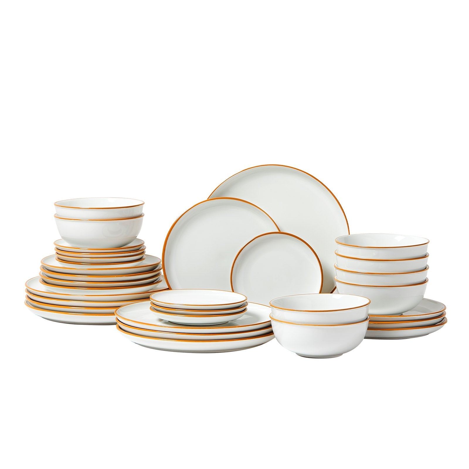 Ivory Ceramic Dinnerware Set for 8 - Scratch Resistant, Microwave & Dishwasher Safe Plates & Bowls for Pasta, Soup, Salad, Dessert