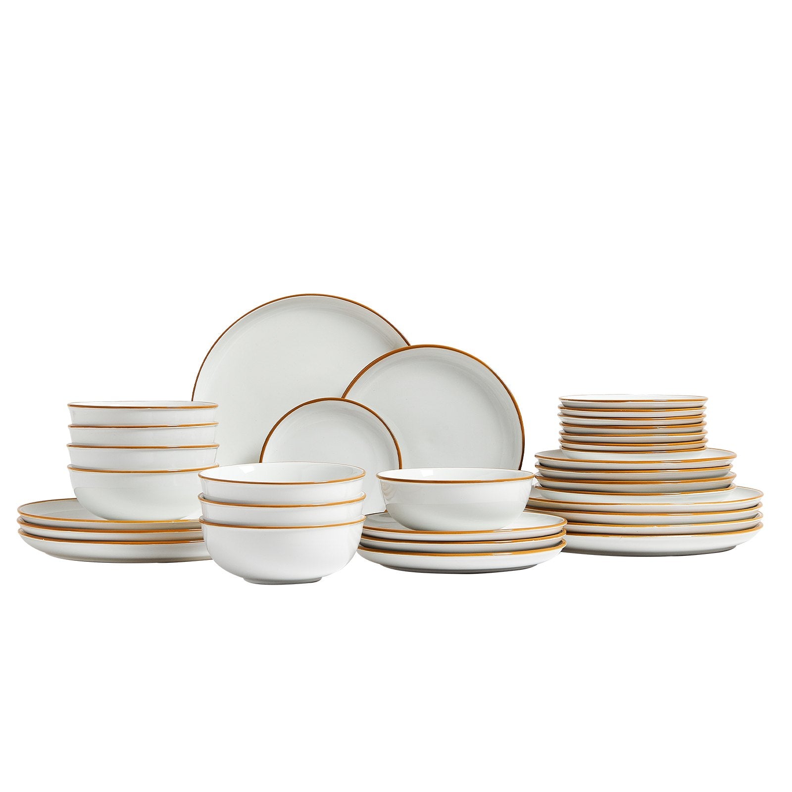Ivory Ceramic Dinnerware Set for 8 - Scratch Resistant, Microwave & Dishwasher Safe Plates & Bowls for Pasta, Soup, Salad, Dessert