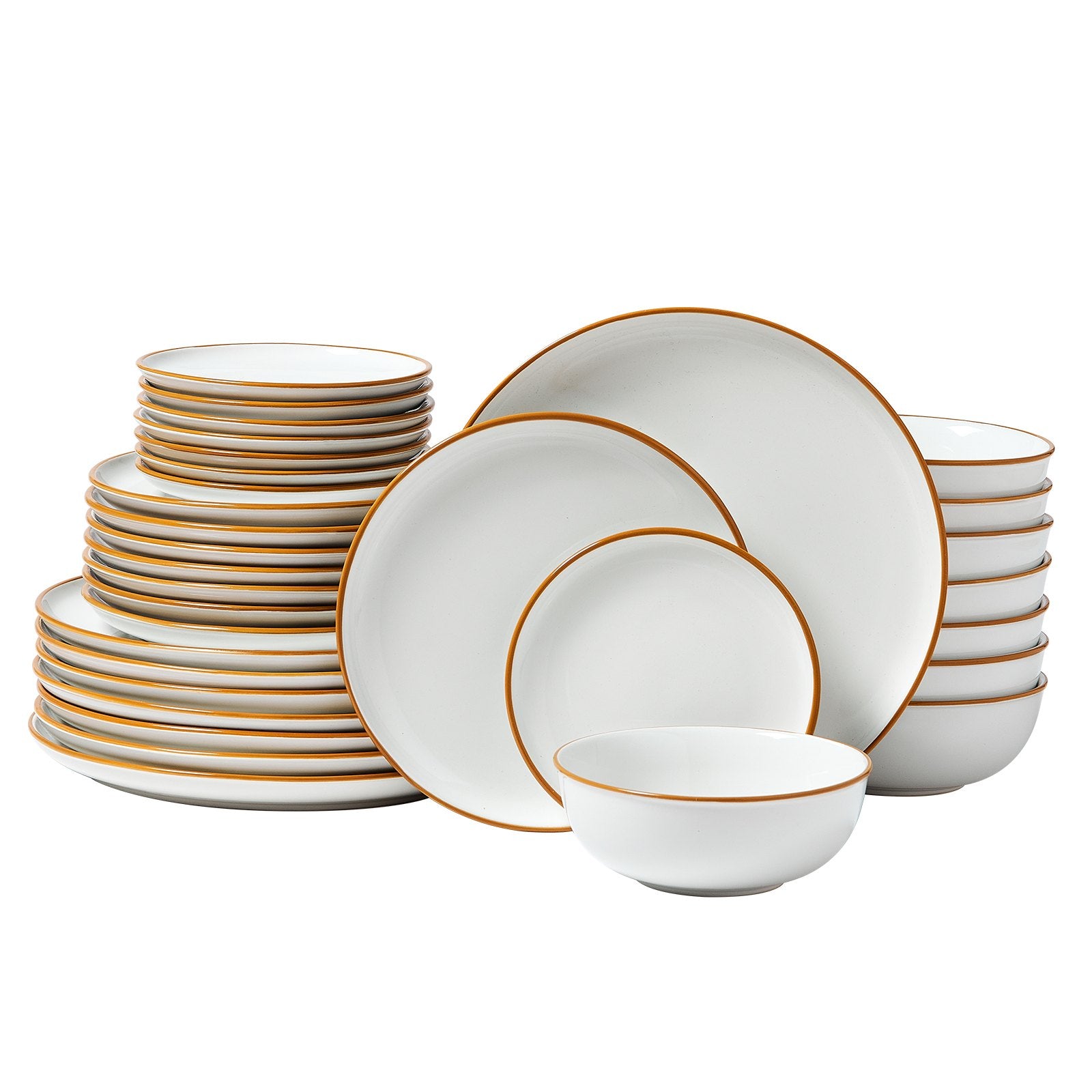 Ivory Ceramic Dinnerware Set for 8 - Scratch Resistant, Microwave & Dishwasher Safe Plates & Bowls for Pasta, Soup, Salad, Dessert
