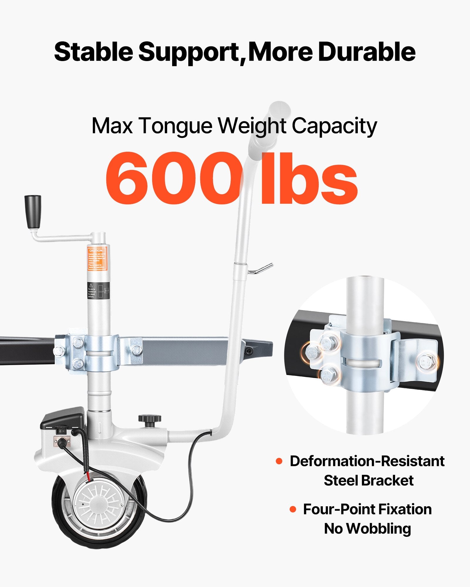 Heavy-Duty Electric Trailer Dolly - 5500 lbs Capacity, 380W Motor, Adjustable Clamp, Rubber Tire for Caravan & Boat Maneuverability