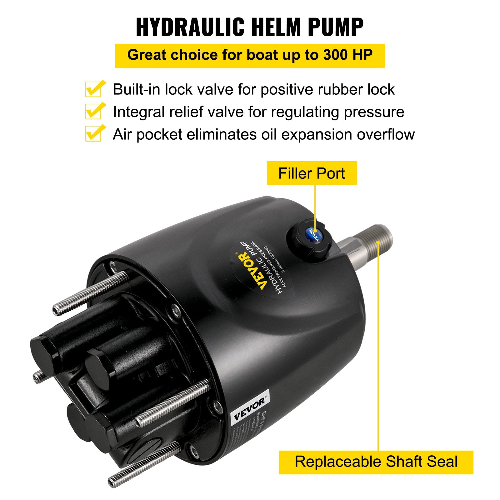 Hydraulic Outboard Steering Kit 300HP with Helm Pump, 22 Ft Hose & Sleek Cylinder - Complete Boat Steering System for Efficient Marine Navigation