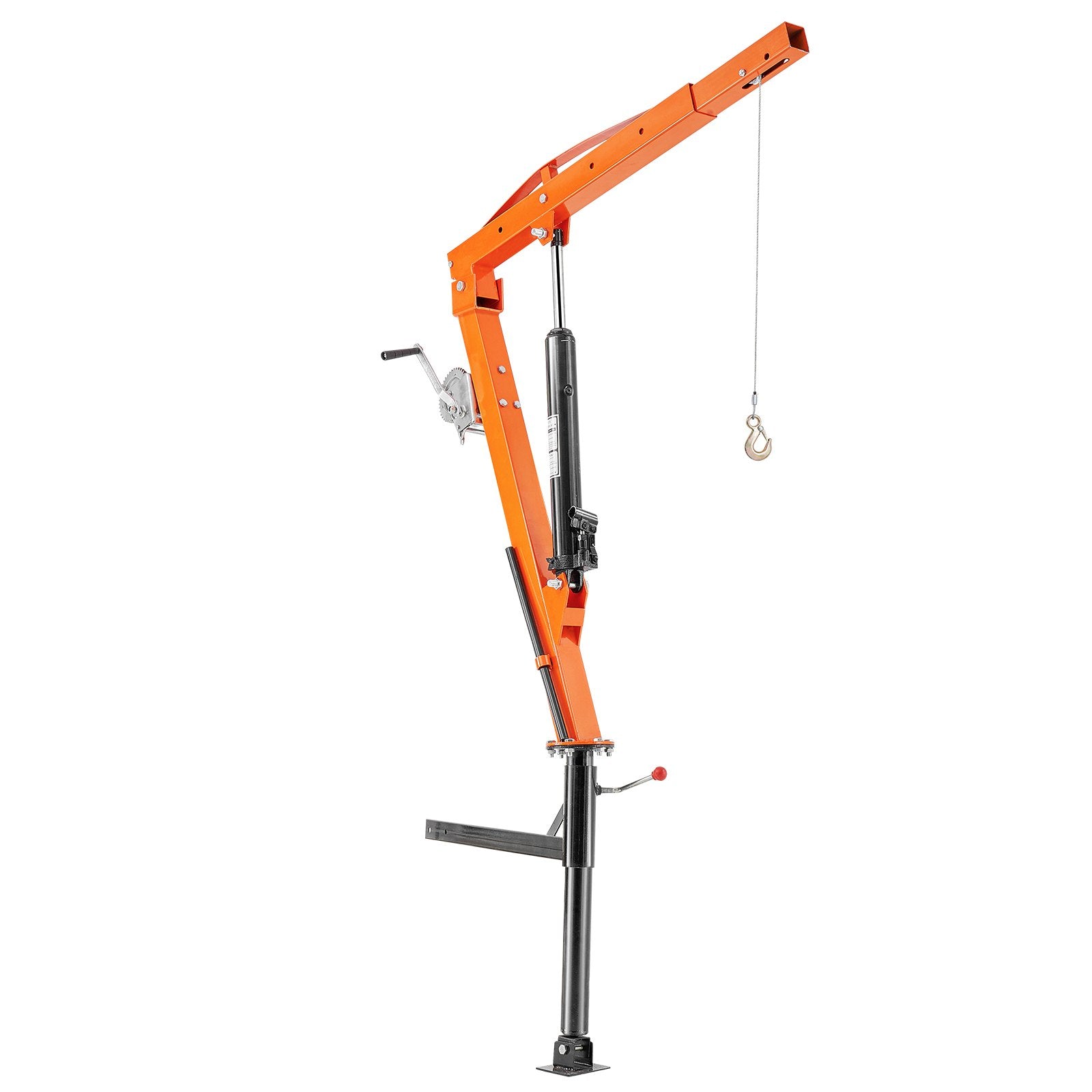 Hydraulic Pickup Truck Crane - 500 lbs Capacity, 360° Swivel, Hitch-Mounted with Three Boom Options (110, 220, 440 lbs) for Construction, Forestry, Factory Applications, Durable Alloy Steel, Portable, Manual Control, 1000 lbs Winch, 22 ft Cable