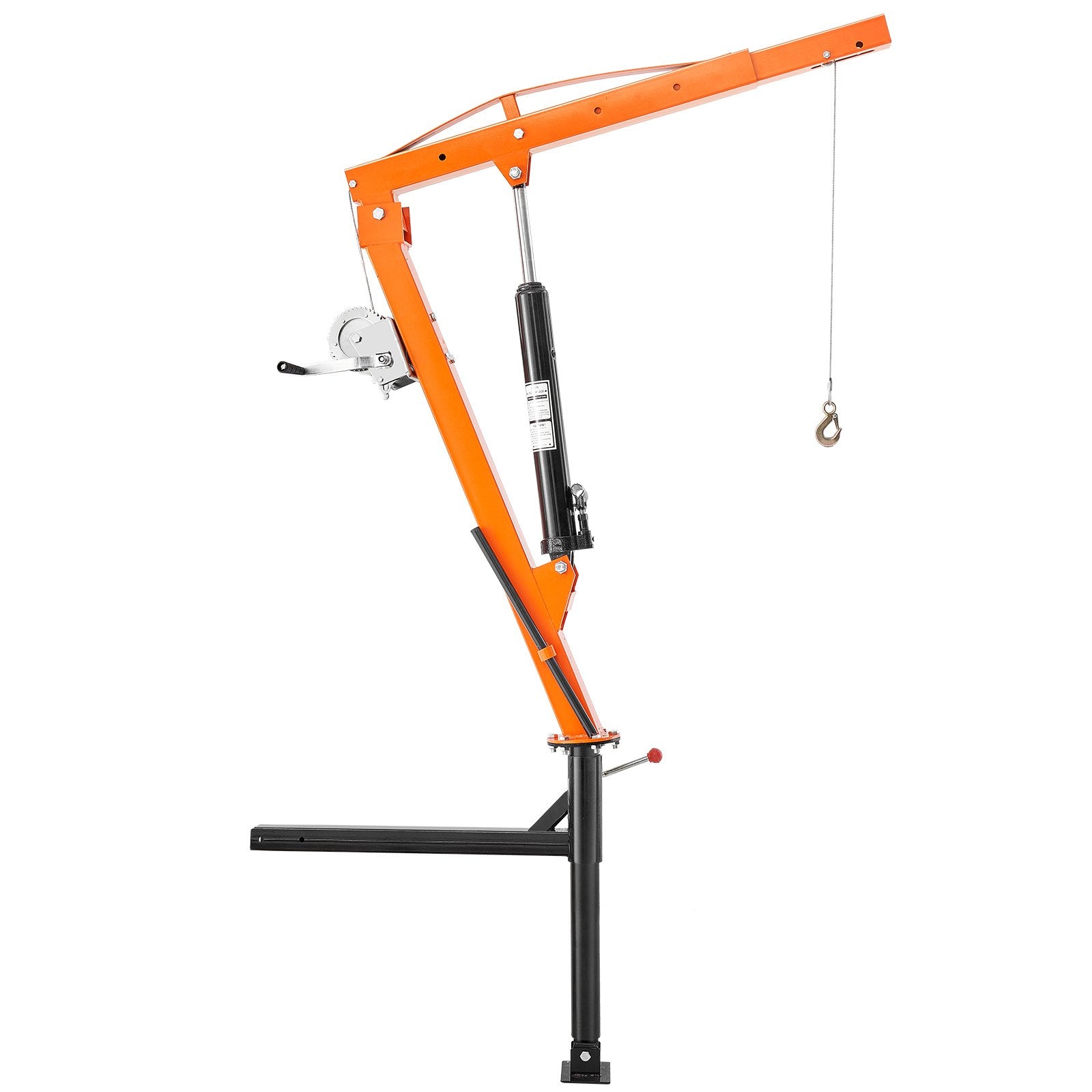 Hydraulic Pickup Truck Crane - 500 lbs Capacity, 360° Swivel, Hitch-Mounted with Three Boom Options (110, 220, 440 lbs) for Construction, Forestry, Factory Applications, Durable Alloy Steel, Portable, Manual Control, 1000 lbs Winch, 22 ft Cable