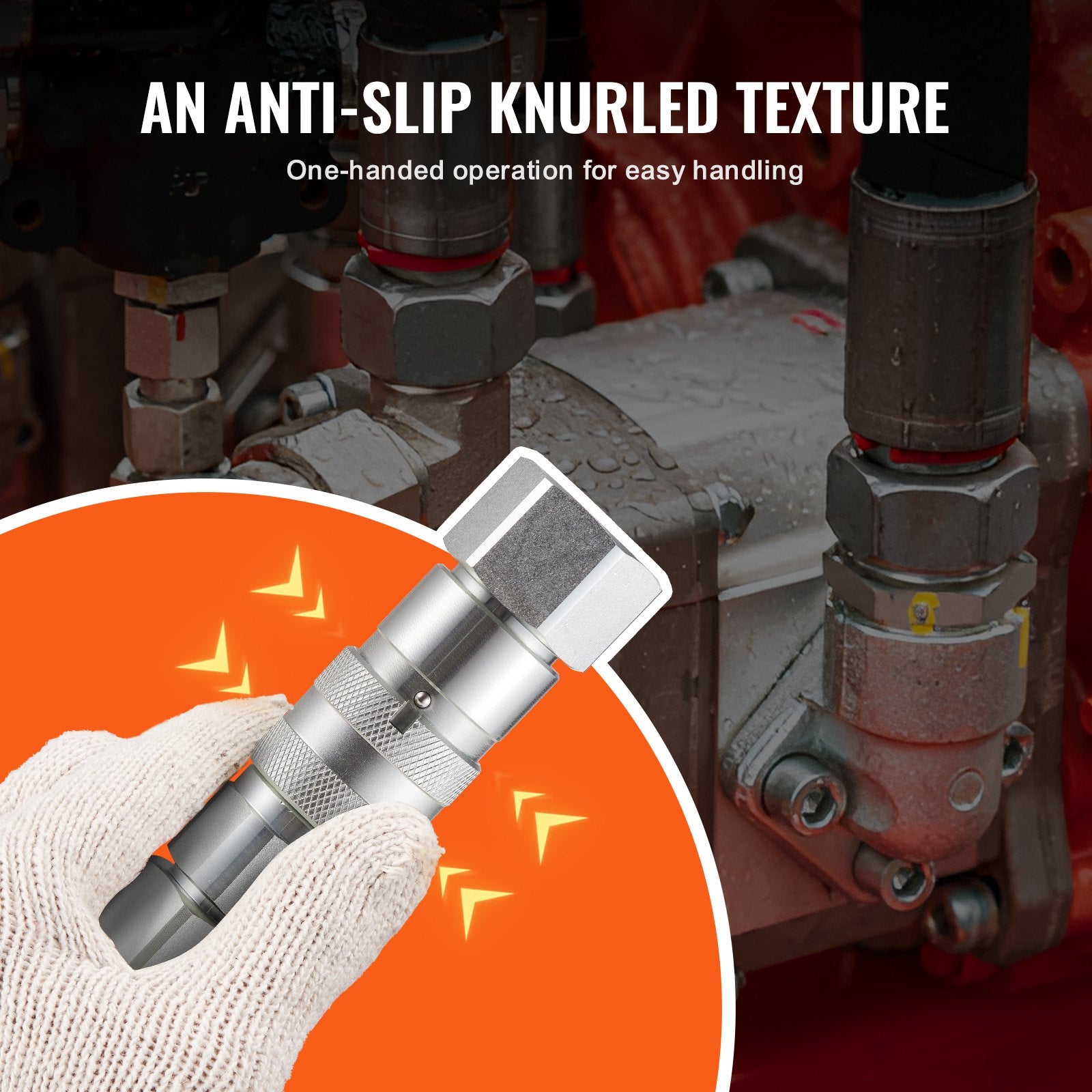 1/2" Flat Face Hydraulic Quick Connect Couplers, 3/4 SAE, ISO16028, Heavy-Duty Steel, Dust Caps, High Pressure Flow, Skid Steer Compatible