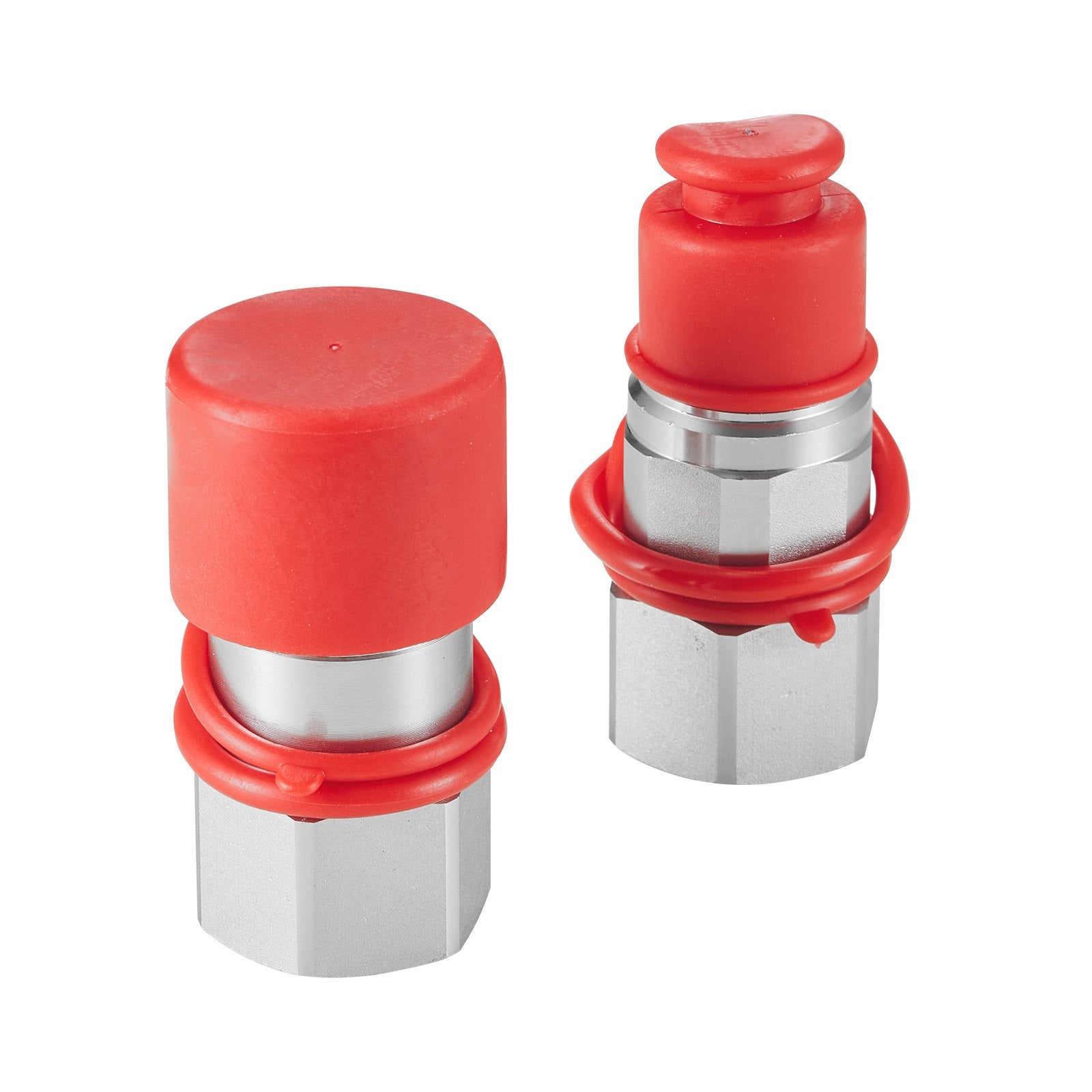 1/2" Flat Face Hydraulic Quick Connect Couplers, 3/4 SAE, ISO16028, Heavy-Duty Steel, Dust Caps, High Pressure Flow, Skid Steer Compatible