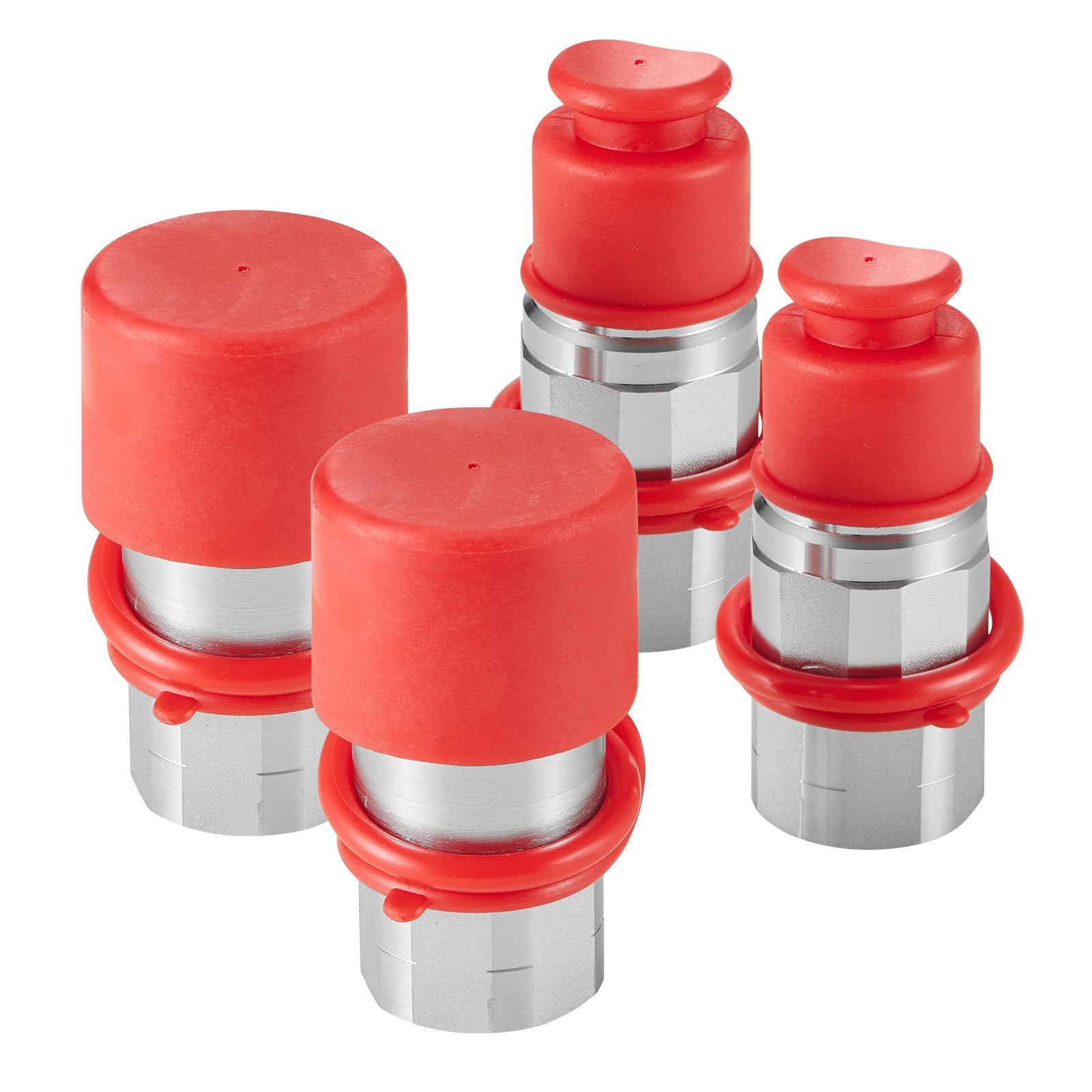 1/2" NPT Flat Face Hydraulic Quick Connect Couplers for Skid Steer, 4 Dust Caps, ISO16028, Heavy-Duty 5076 PSI, 12 GPM Flow Rate