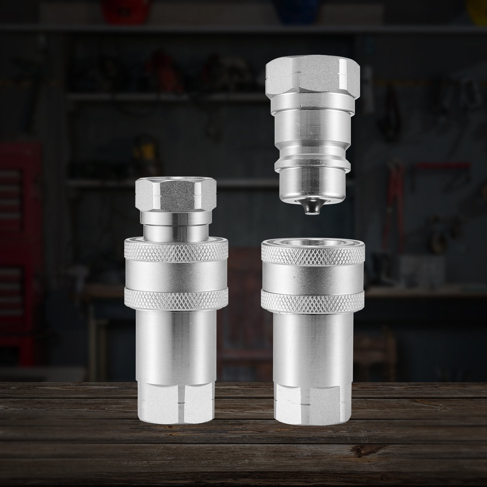 Heavy-Duty 1/2 Tapered Hydraulic Quick Connect Couplers, NPT Skid Steer with 4 Dust Caps, ISO5675, 4000 PSI, High Flow Compatibility"