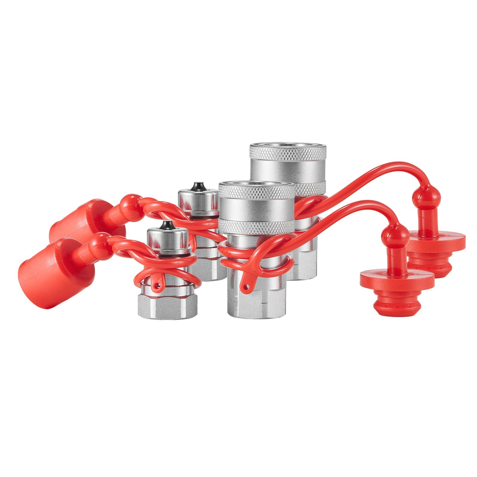 Heavy-Duty 1/2 Tapered Hydraulic Quick Connect Couplers, NPT Skid Steer with 4 Dust Caps, ISO5675, 4000 PSI, High Flow Compatibility"