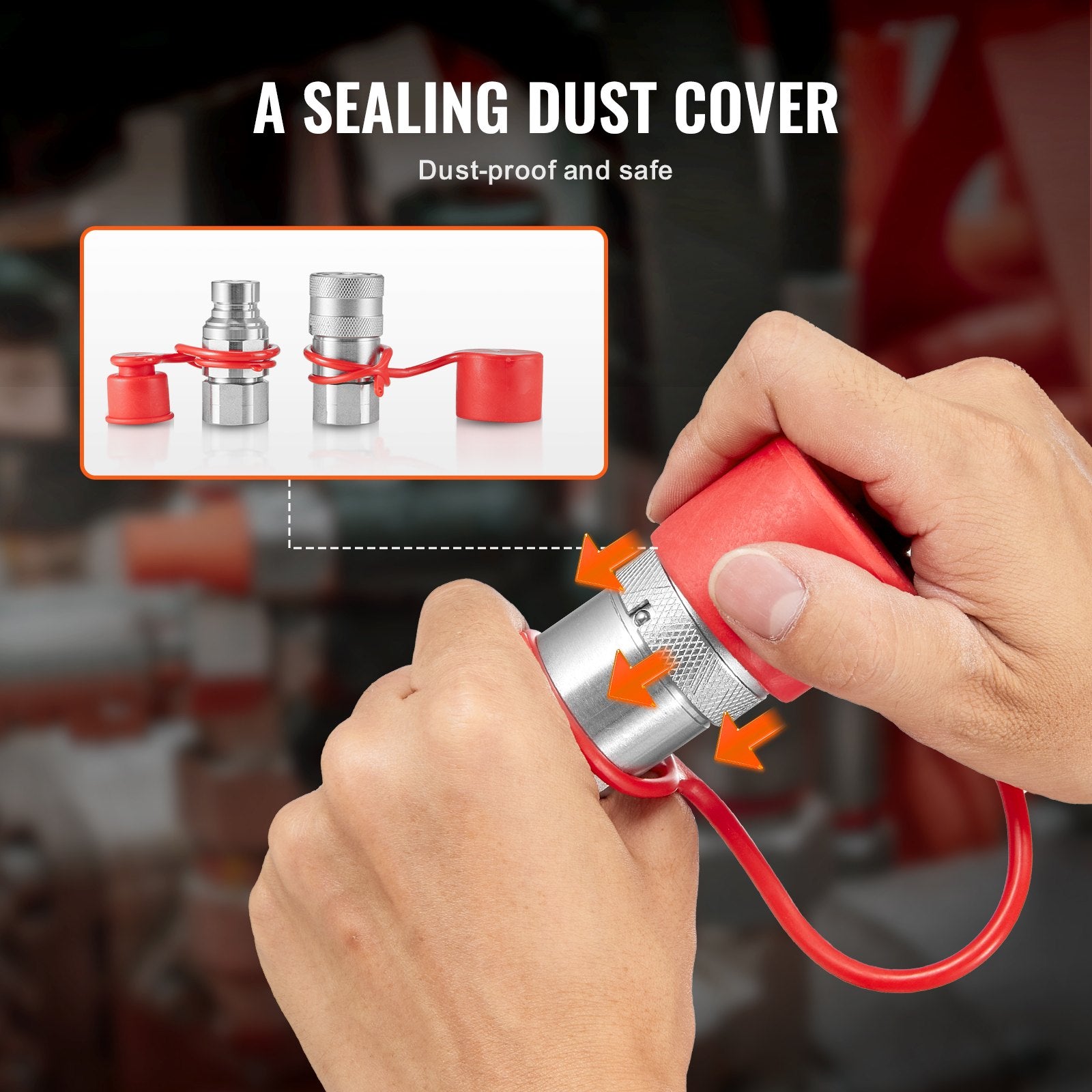 1/2" NPT Flat Face Hydraulic Quick Connect Couplers with Dust Caps, ISO16028 Compliant, Premium Steel, High Pressure Rated, Leak Prevention