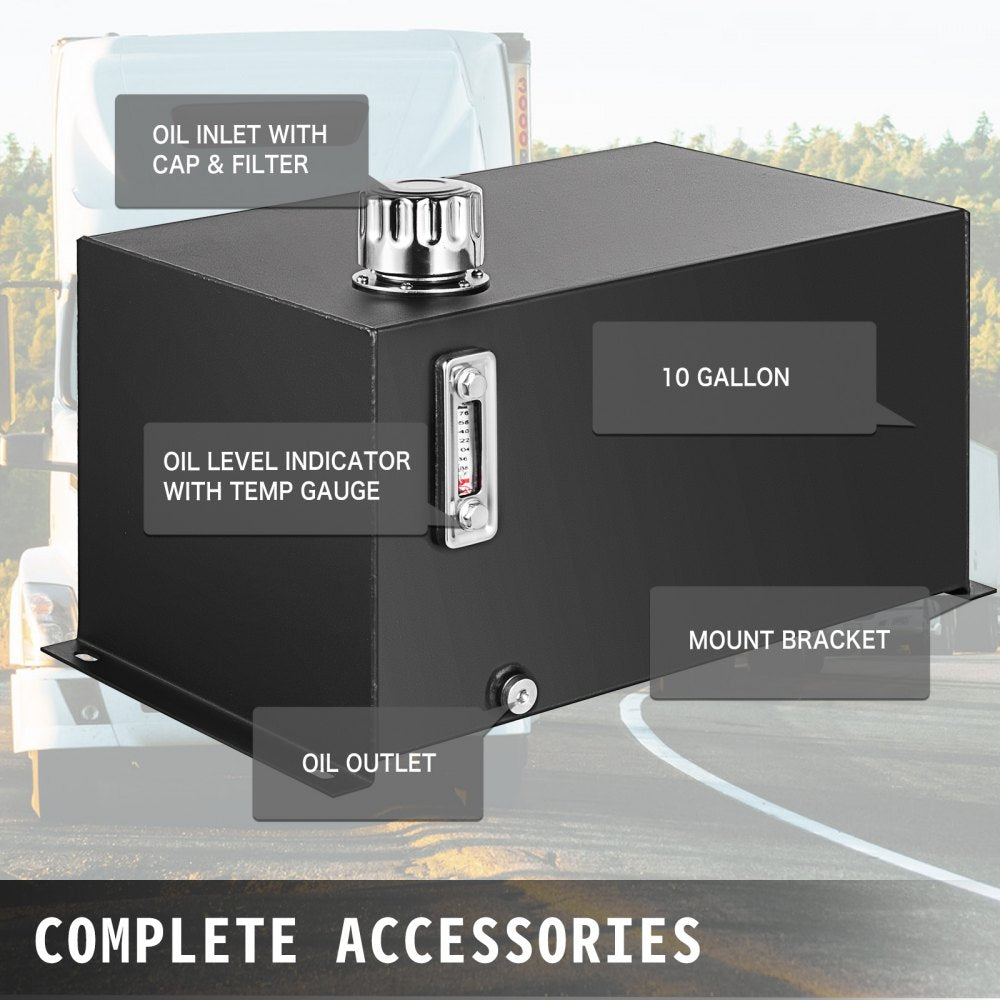 Hydraulic Reservoir Oil Tank Fuel Tank 10 Gal Steel with Filter & Temp Gauge