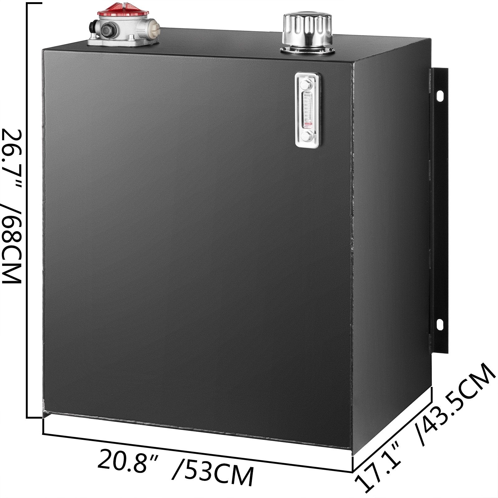 Heavy Duty 25Gal Hydraulic Oil & Fuel Tank Reservoir - Steel Construction with Strainer, Gauge, and Breather Cap for Tractors & Trucks