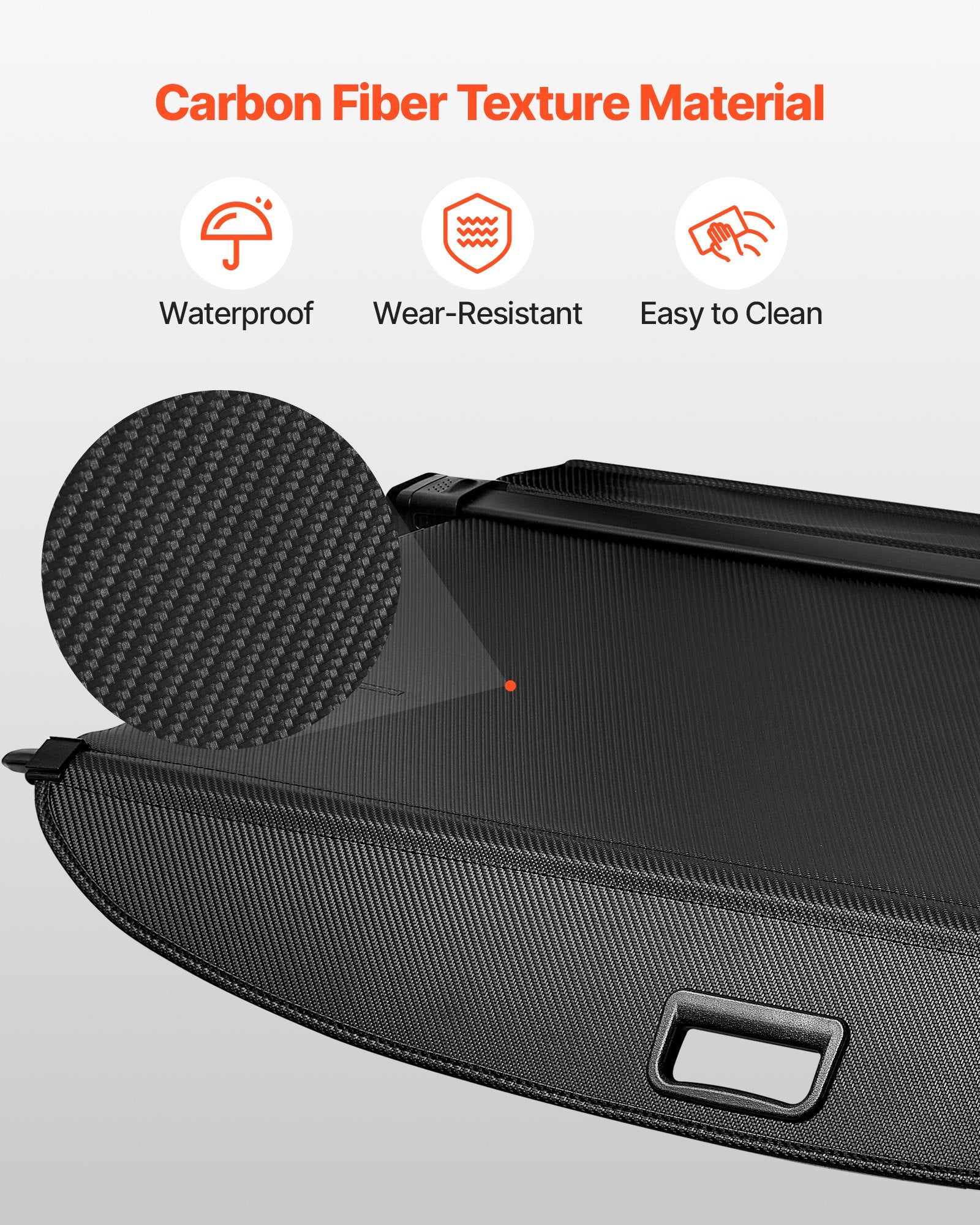 Extended Retractable Cargo Cover with Carbon Fiber Texture, Anti-Peeping Shield for GMC Terrain & Chevrolet Equinox 2018-2024, Seamless Fit