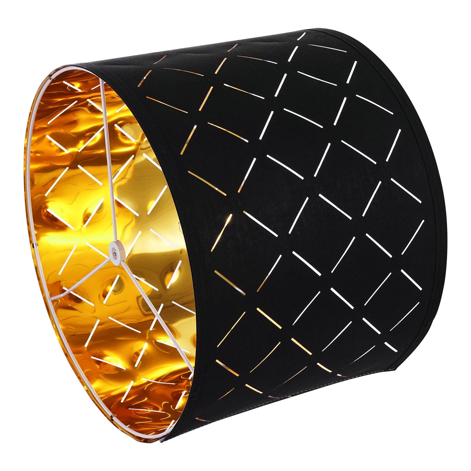 Elegant Black Diamond Drum Lamp Shade Set - Ideal for Table, Floor, Pendant Lamps - 13x13x10 Inch, Easy Install, Durable Design, Gold Interior