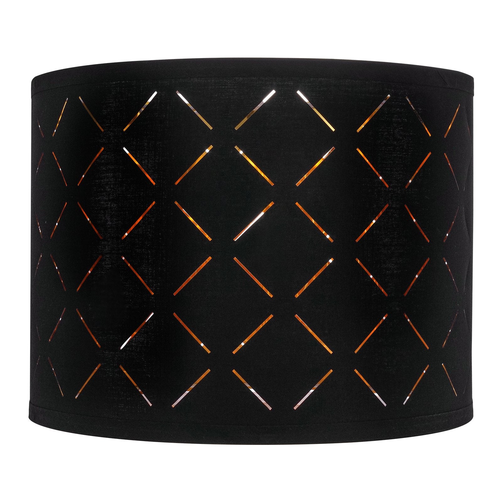 Elegant Black Diamond Drum Lamp Shade Set - Ideal for Table, Floor, Pendant Lamps - 13x13x10 Inch, Easy Install, Durable Design, Gold Interior