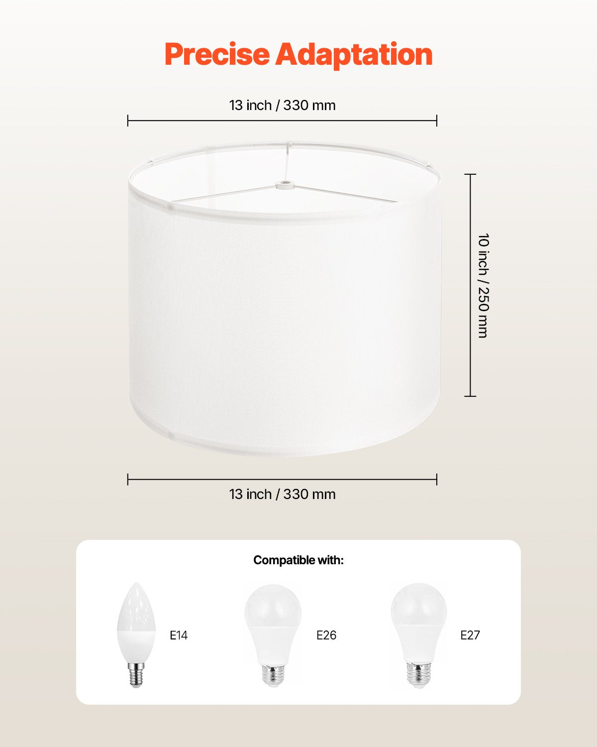 Elegant Off-White Linen Drum Lamp Shade - 13"x13"x10" for Table Lamps, Floor Lamps, Pendant Lights - Easy to Assemble, Perfect Light Diffusion