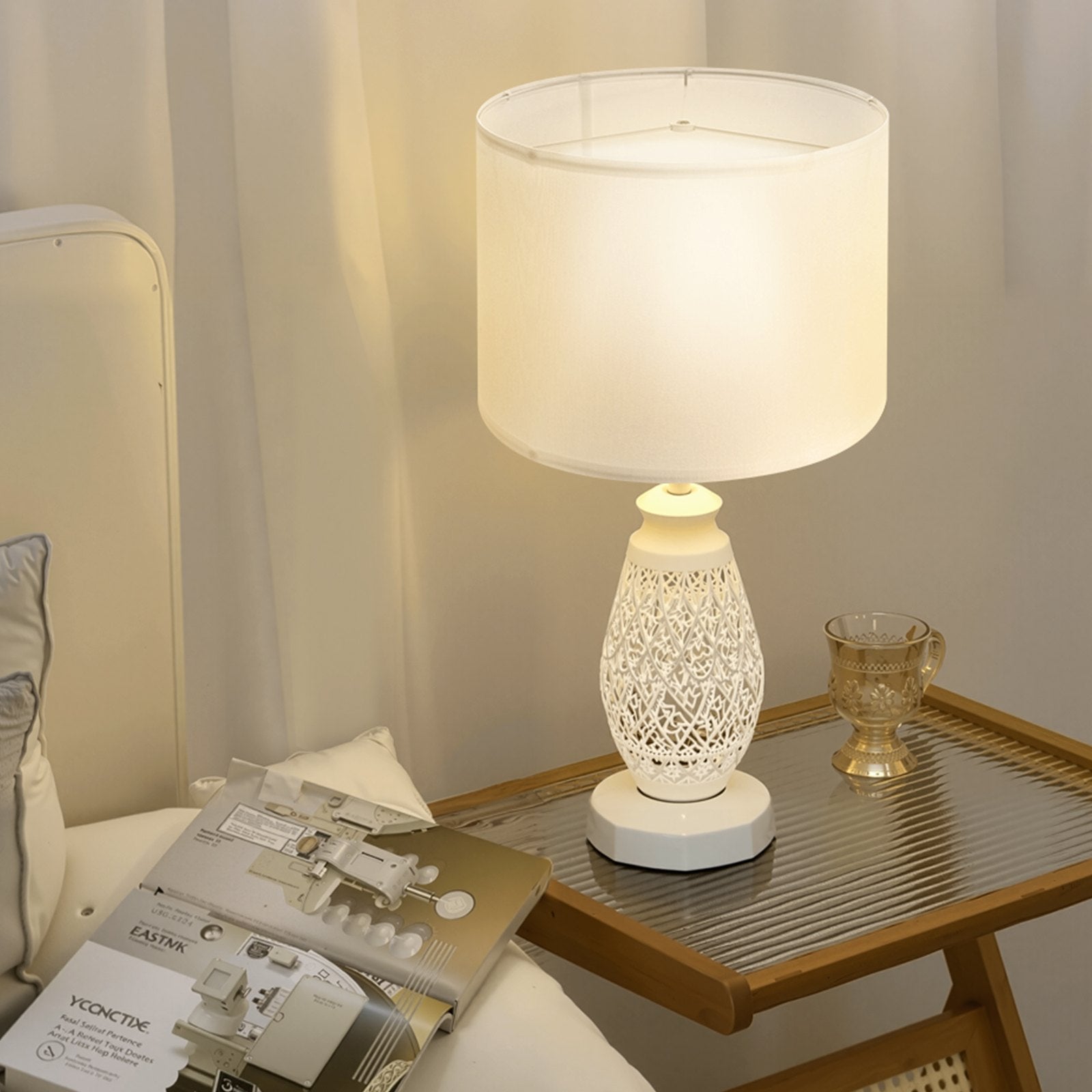 Elegant Off-White Linen Drum Lamp Shade - 13"x13"x10" for Table Lamps, Floor Lamps, Pendant Lights - Easy to Assemble, Perfect Light Diffusion