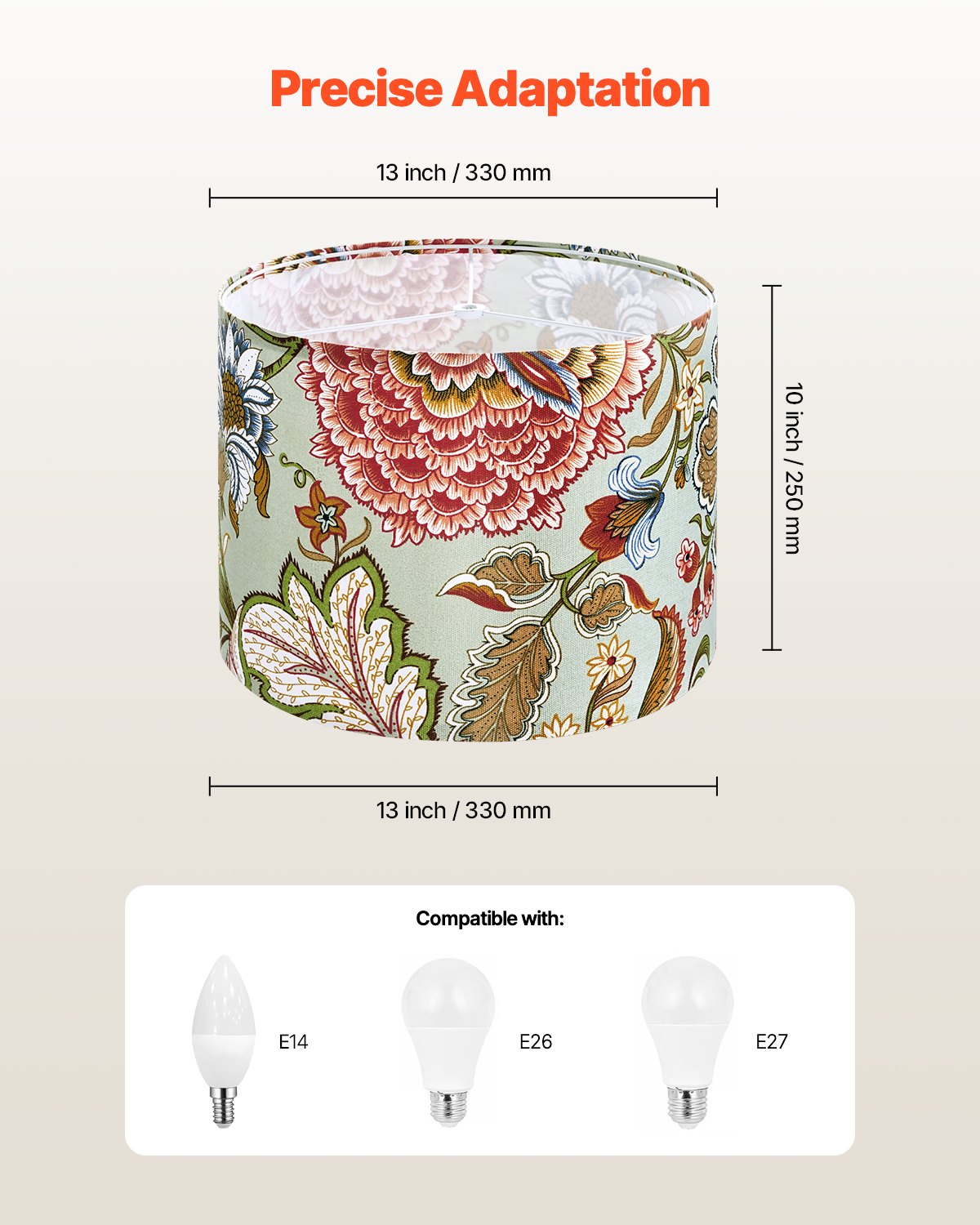 Elegant Dark Floral Drum Lampshade Set of 2, 13"x13"x10", Versatile Linen Shade for Table, Floor, and Pendant Lamps, Easy Assembly