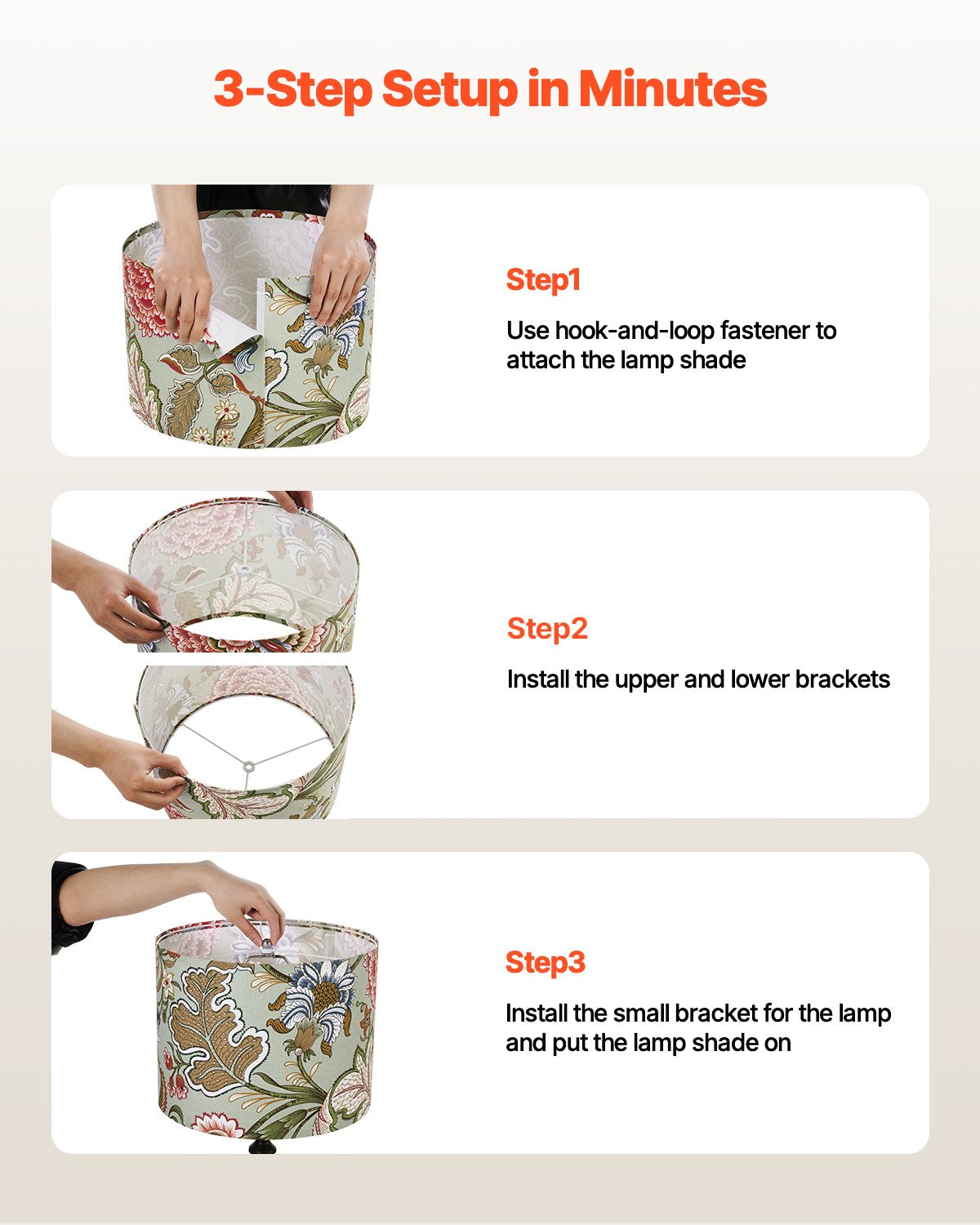 Elegant Dark Floral Drum Lampshade Set of 2, 13"x13"x10", Versatile Linen Shade for Table, Floor, and Pendant Lamps, Easy Assembly