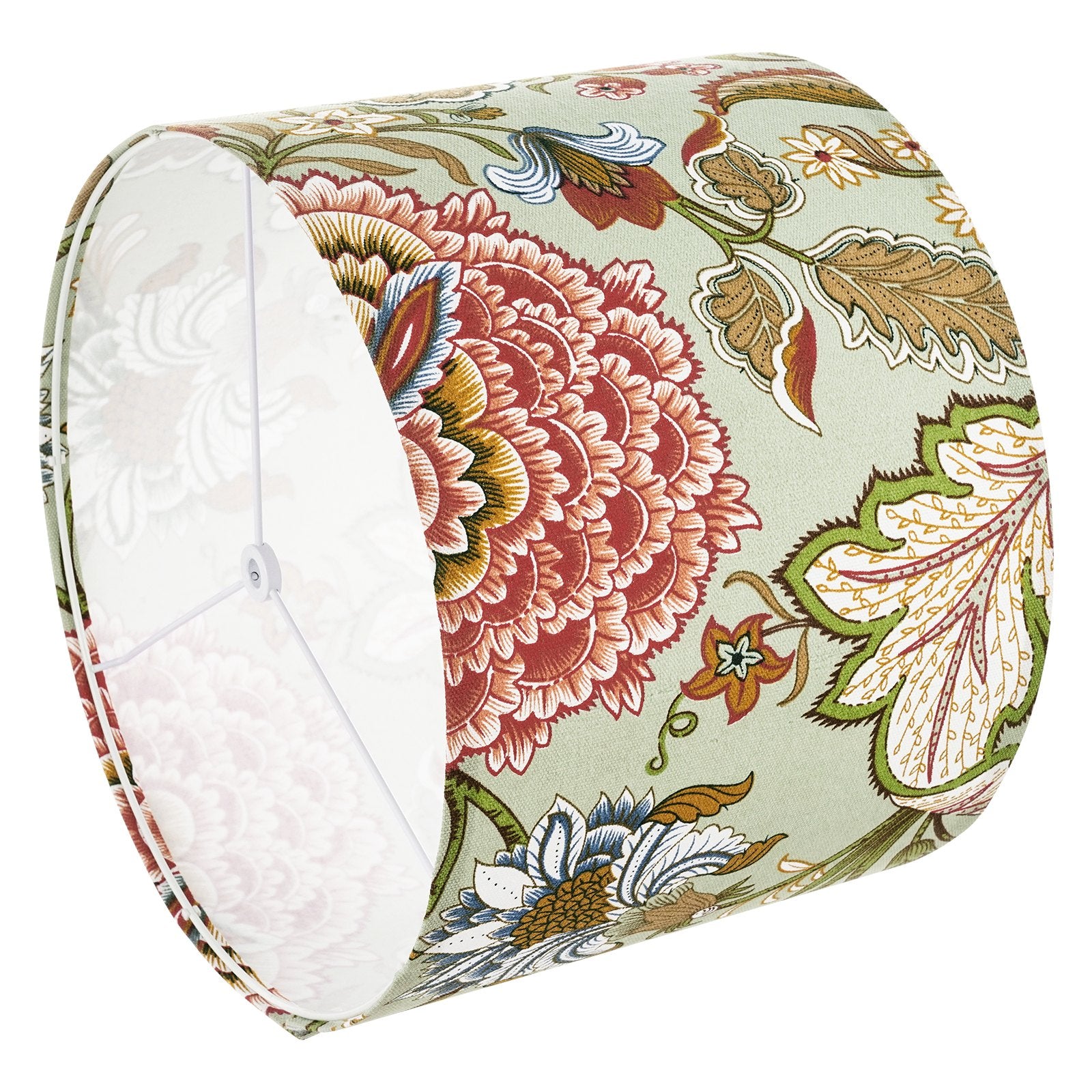 Elegant Dark Floral Drum Lampshade Set of 2, 13"x13"x10", Versatile Linen Shade for Table, Floor, and Pendant Lamps, Easy Assembly
