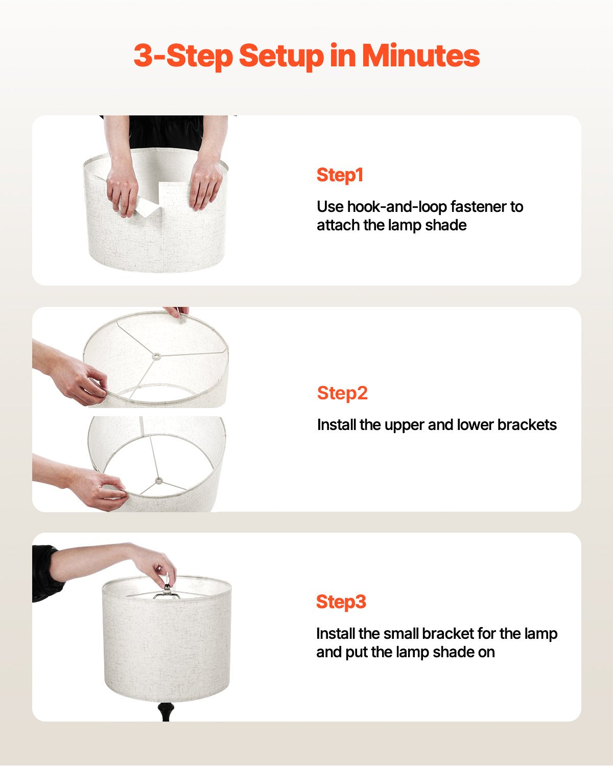 Set of 2 Medium Drum Linen Lamp Shades, 13" x 10" - Easy Install for Table, Floor, Pendant Lamps - Light Linen, Durable, Elegant Design