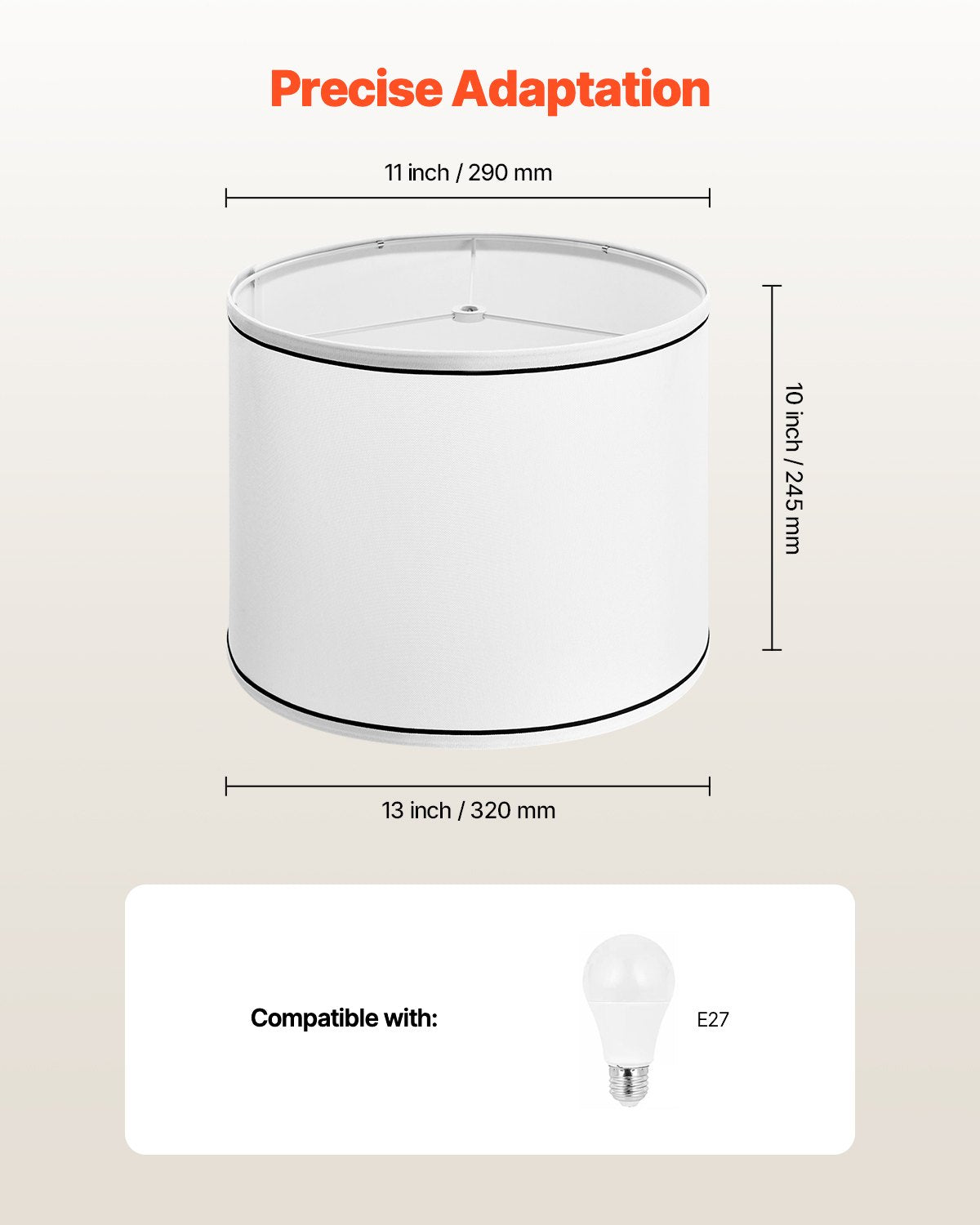Elegant White and Black Edge Lampshade Set of 2, 11x13x10 Inch, Spider Fitter, Ideal Replacement for Table, Floor, Pendant Lamps, Easy Install