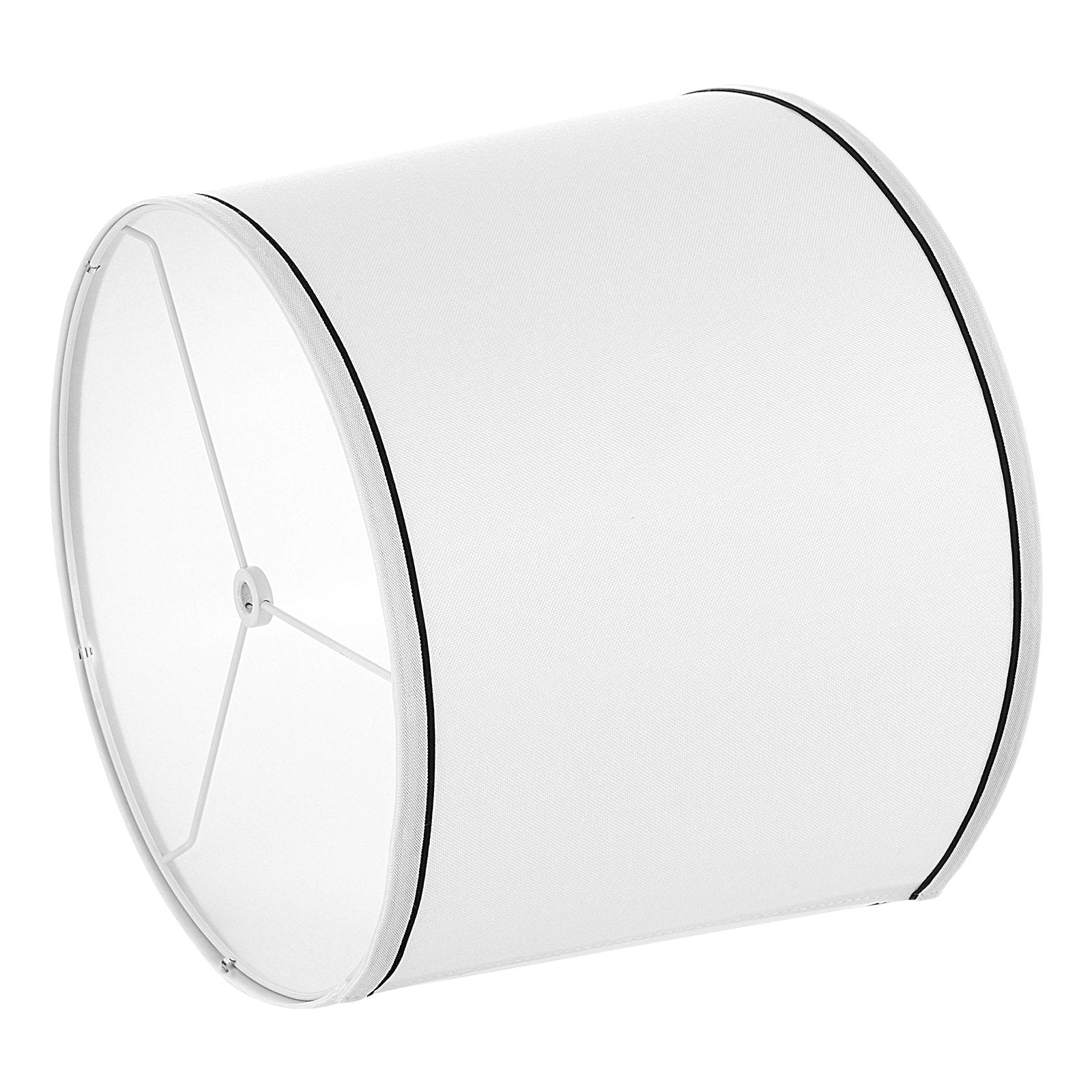 Elegant White and Black Edge Lampshade Set of 2, 11x13x10 Inch, Spider Fitter, Ideal Replacement for Table, Floor, Pendant Lamps, Easy Install