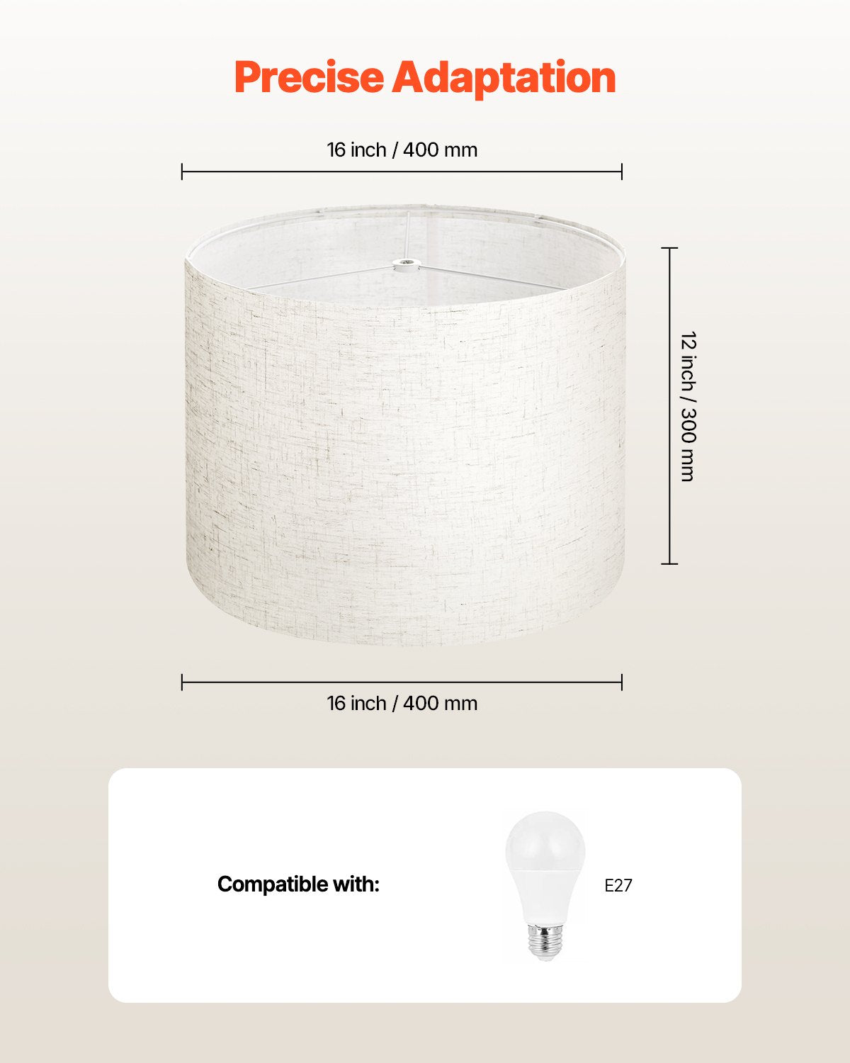 Elegant Drum Lamp Shade Set of 2 - 16" x 12" Large Light Linen for Table, Floor & Pendant Lamps with Harp, Easy Assembly, Durable & Stylish Design