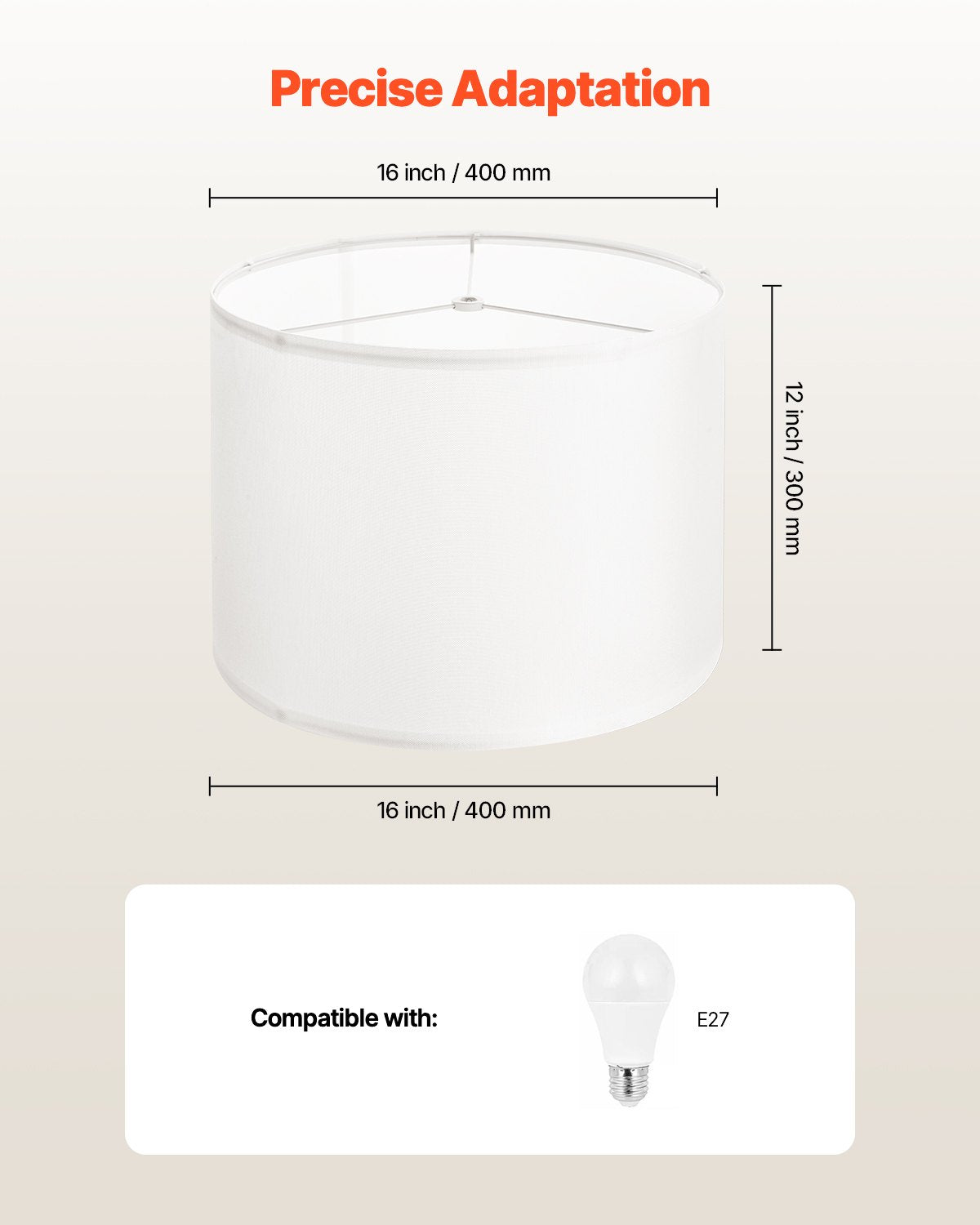 Elegant Off-White Drum Lamp Shade Set, 16x16x12 Inch, Ideal Replacement for Table, Floor, Pendant Lamps, Easy Assembly, Linen Design