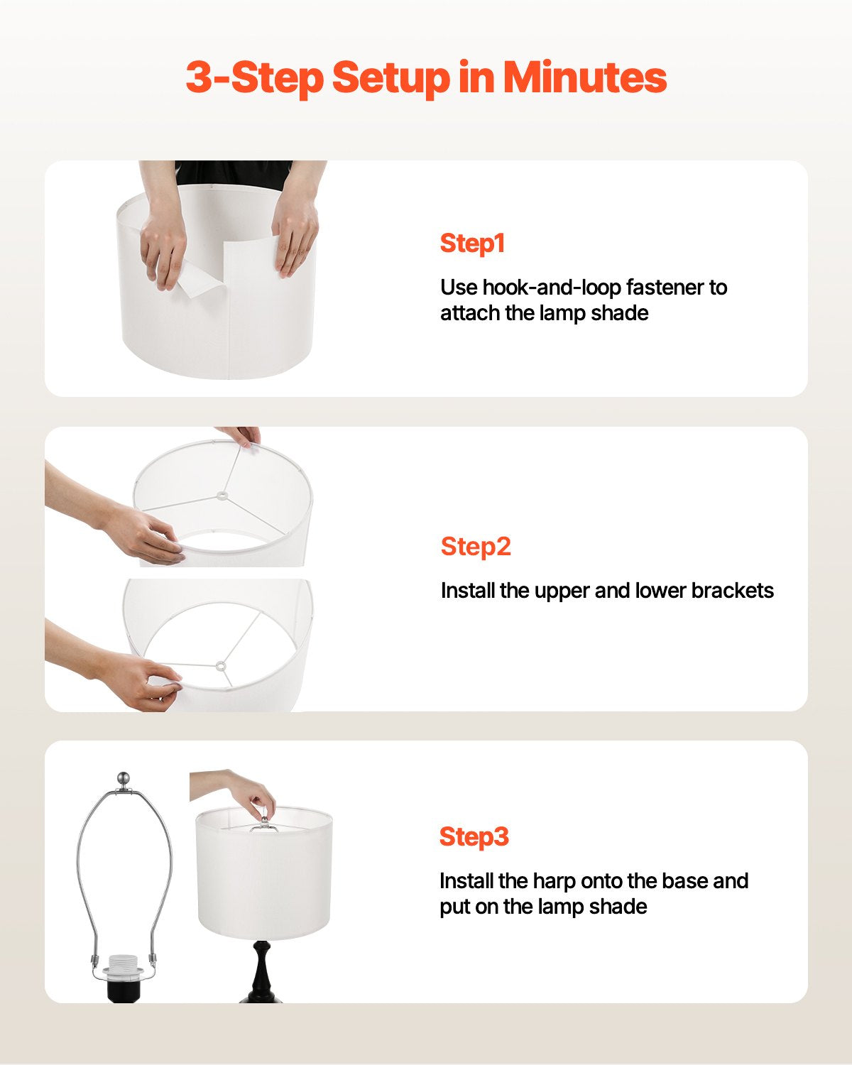 Elegant Off-White Drum Lamp Shade Set, 16x16x12 Inch, Ideal Replacement for Table, Floor, Pendant Lamps, Easy Assembly, Linen Design