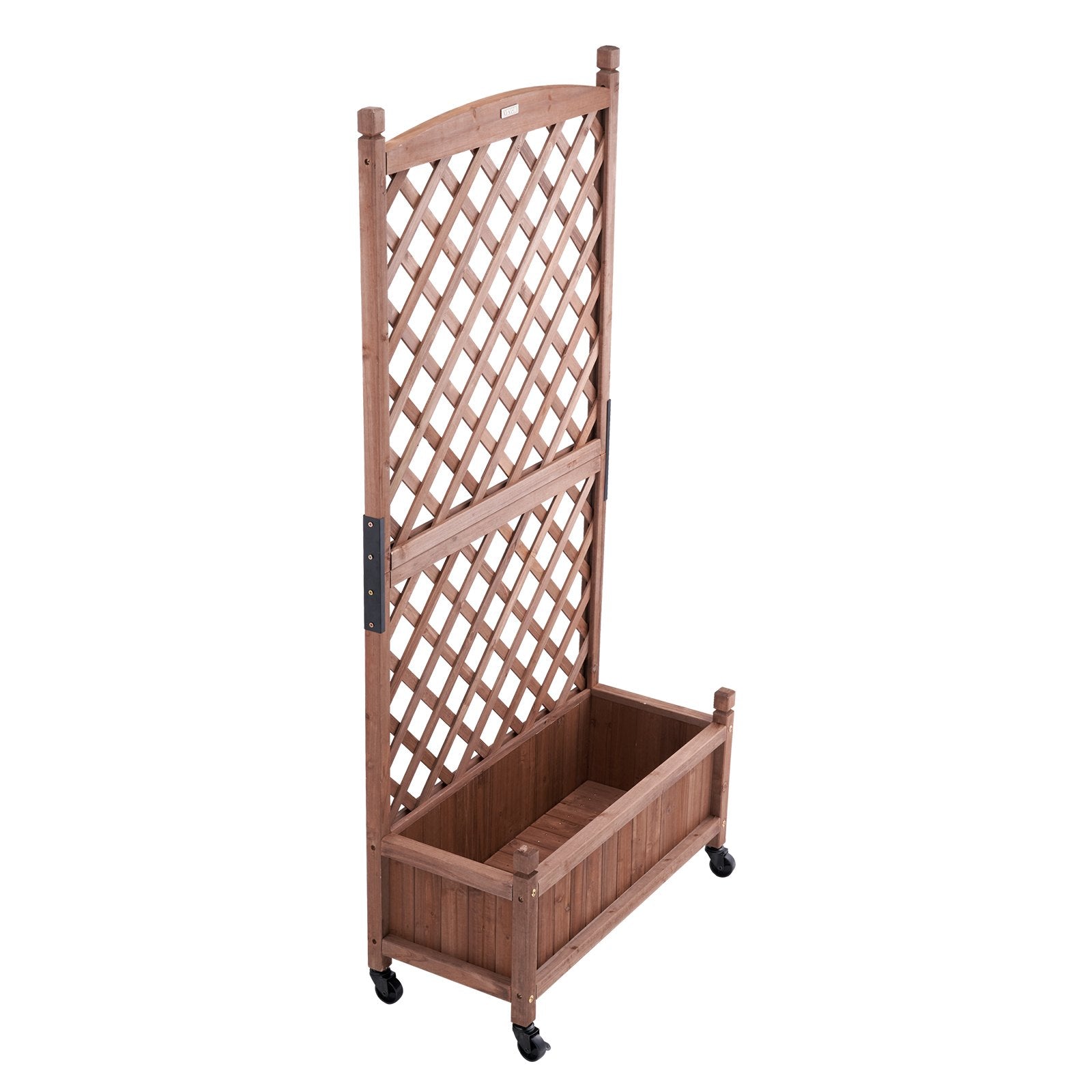 2PCS Wooden Raised Garden Bed with Trellis for Vines | Outdoor Planters with Drainage, Durable Free-Standing Boxes for Patio Flowers & Climbing Plants