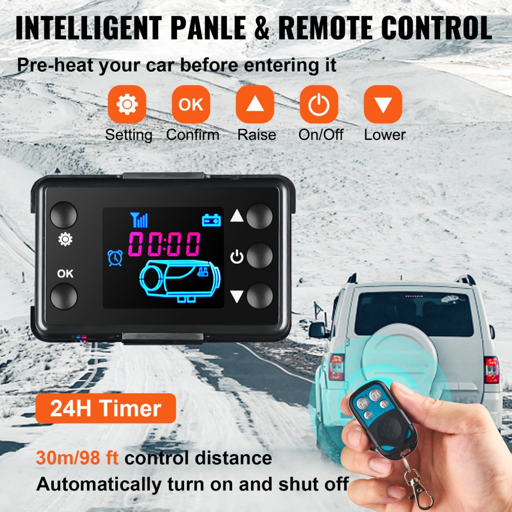 12V 8KW Diesel Air Heater with LCD Display, Remote & Muffler for Vehicles and Motorhomes