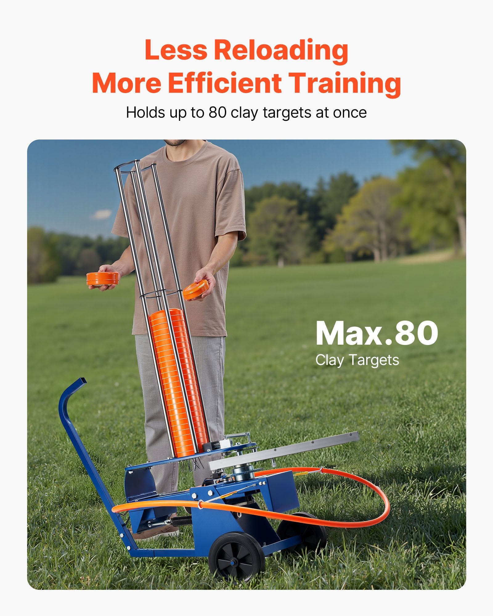 Automatic Clay Target Launcher on Wheels for Shooting Sports - 75-80 Clays, 55+ Yards, Adjustable Angle, Foot Pedal & Pull Handle