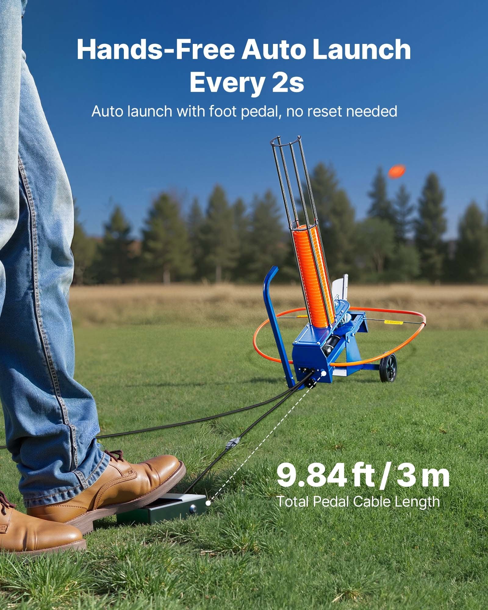 Automatic Clay Target Launcher on Wheels for Shooting Sports - 75-80 Clays, 55+ Yards, Adjustable Angle, Foot Pedal & Pull Handle