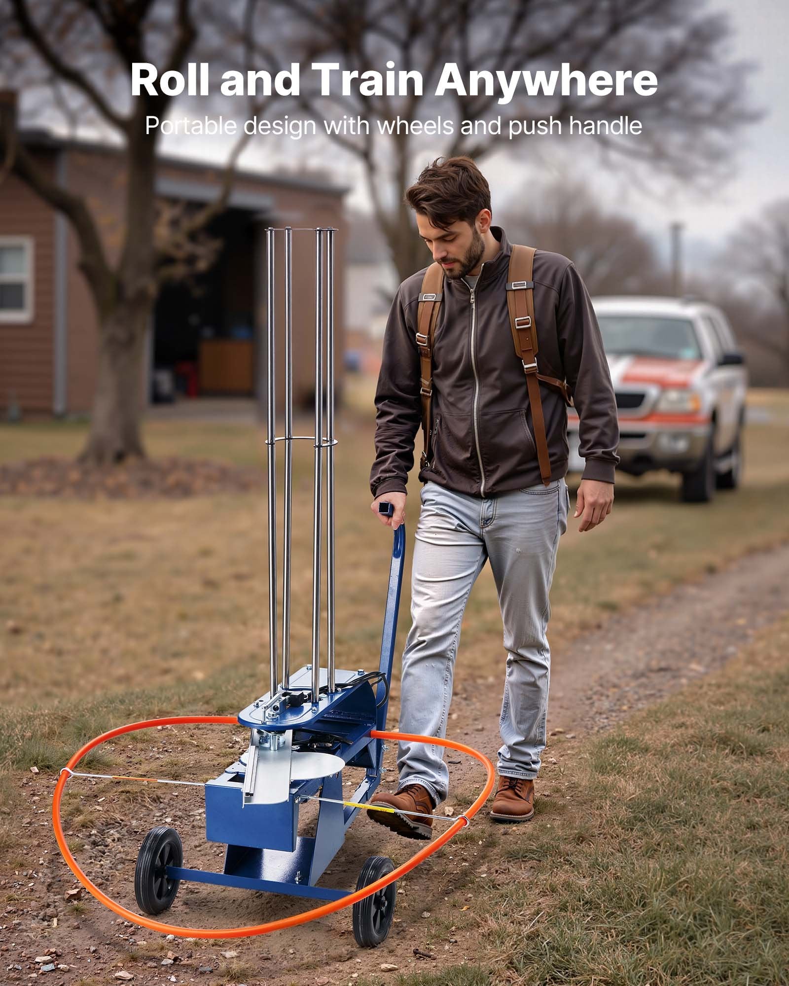 Automatic Clay Target Launcher on Wheels for Shooting Sports - 75-80 Clays, 55+ Yards, Adjustable Angle, Foot Pedal & Pull Handle