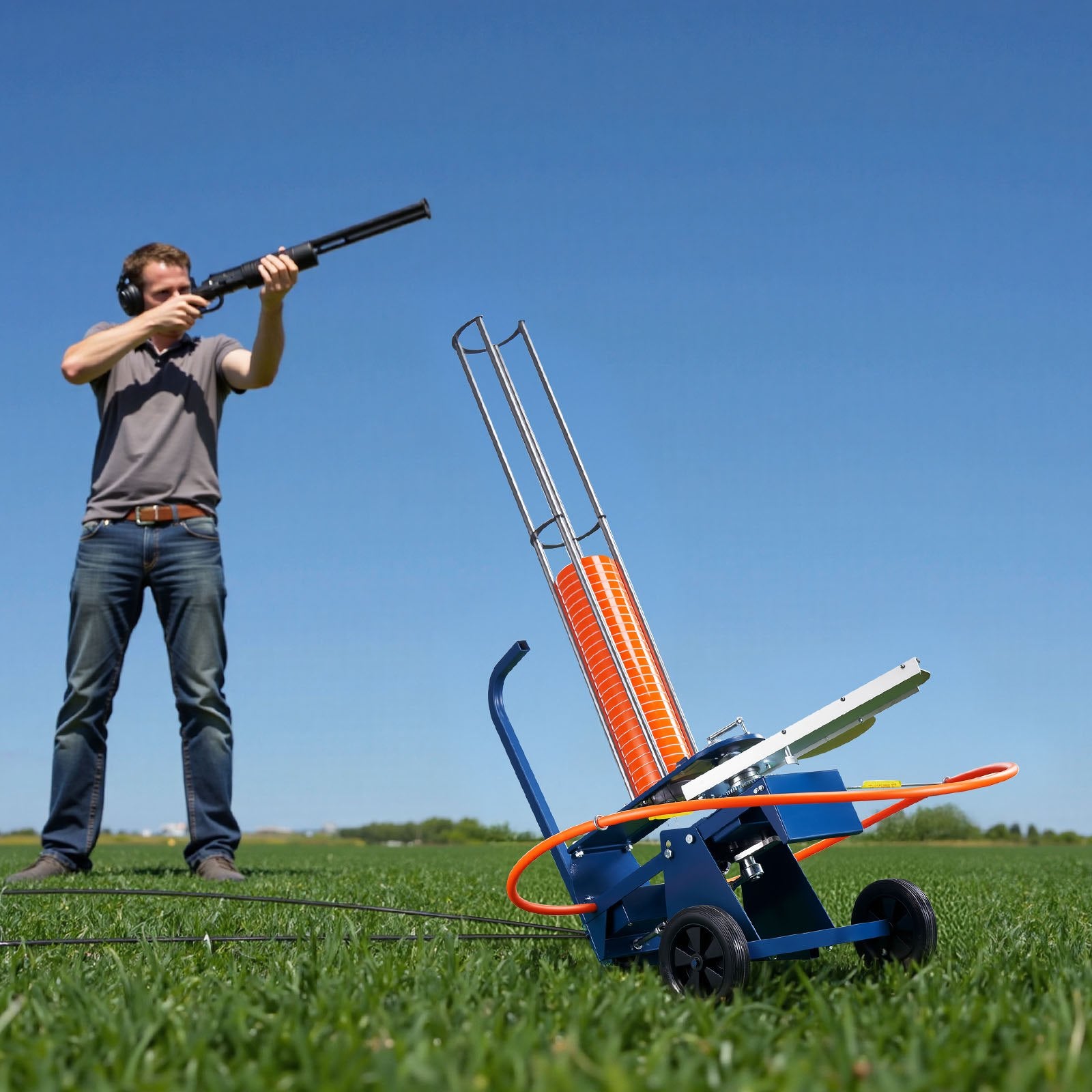 Automatic Clay Target Launcher on Wheels for Shooting Sports - 75-80 Clays, 55+ Yards, Adjustable Angle, Foot Pedal & Pull Handle