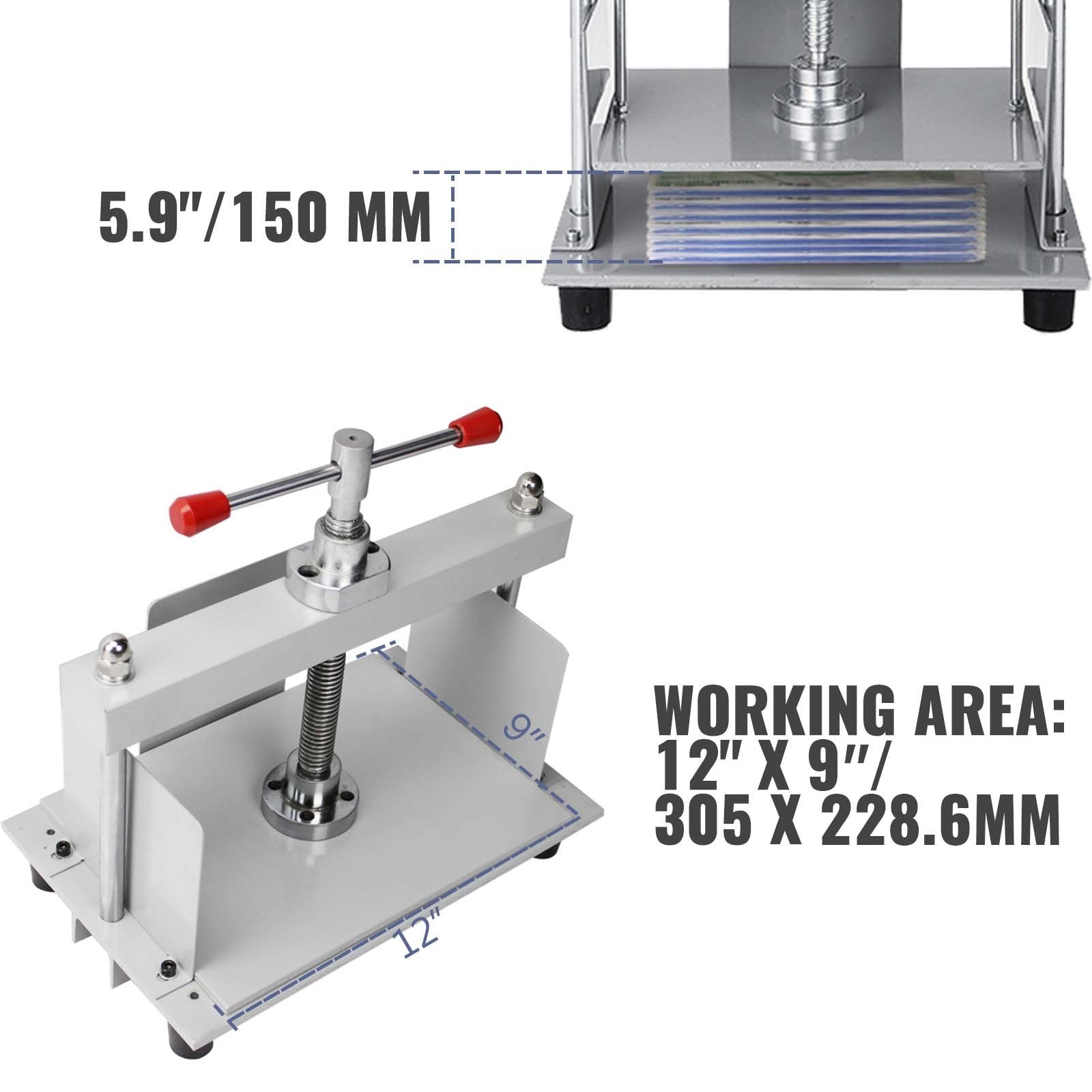 Heavy-Duty Manual Paper Press Machine, 12"x8.6" for A4 Papers with Thickened Steel Frame, Ideal for Papermaking, Bookbinding, and Flattening Tasks