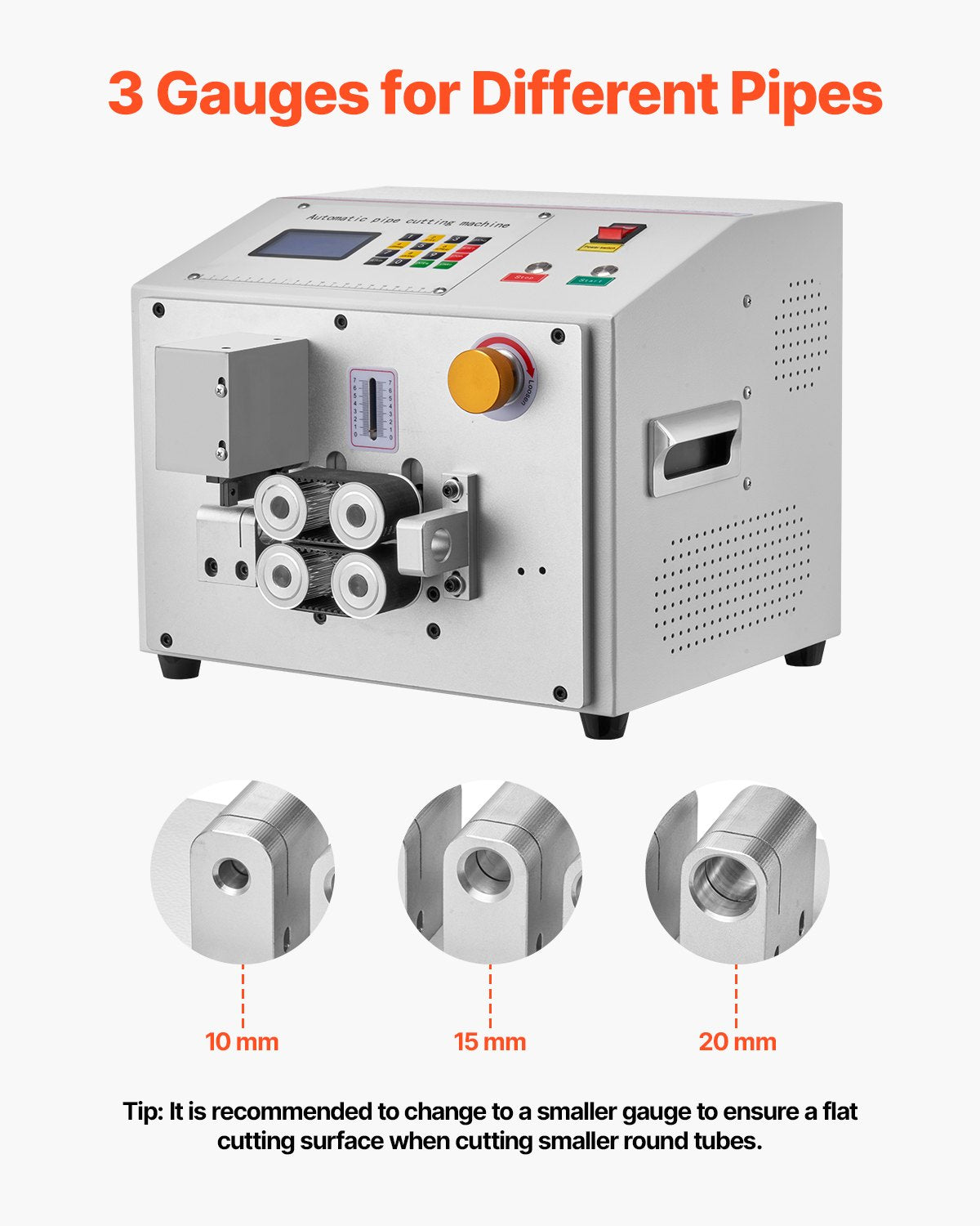 Automatic Heat-Shrink Tube Cutter with LCD Display, Precision Cutting 1-20mm Diameter, 0.1-99999.9mm Length for PVC, PE, Silicone, Soft Water Pipes