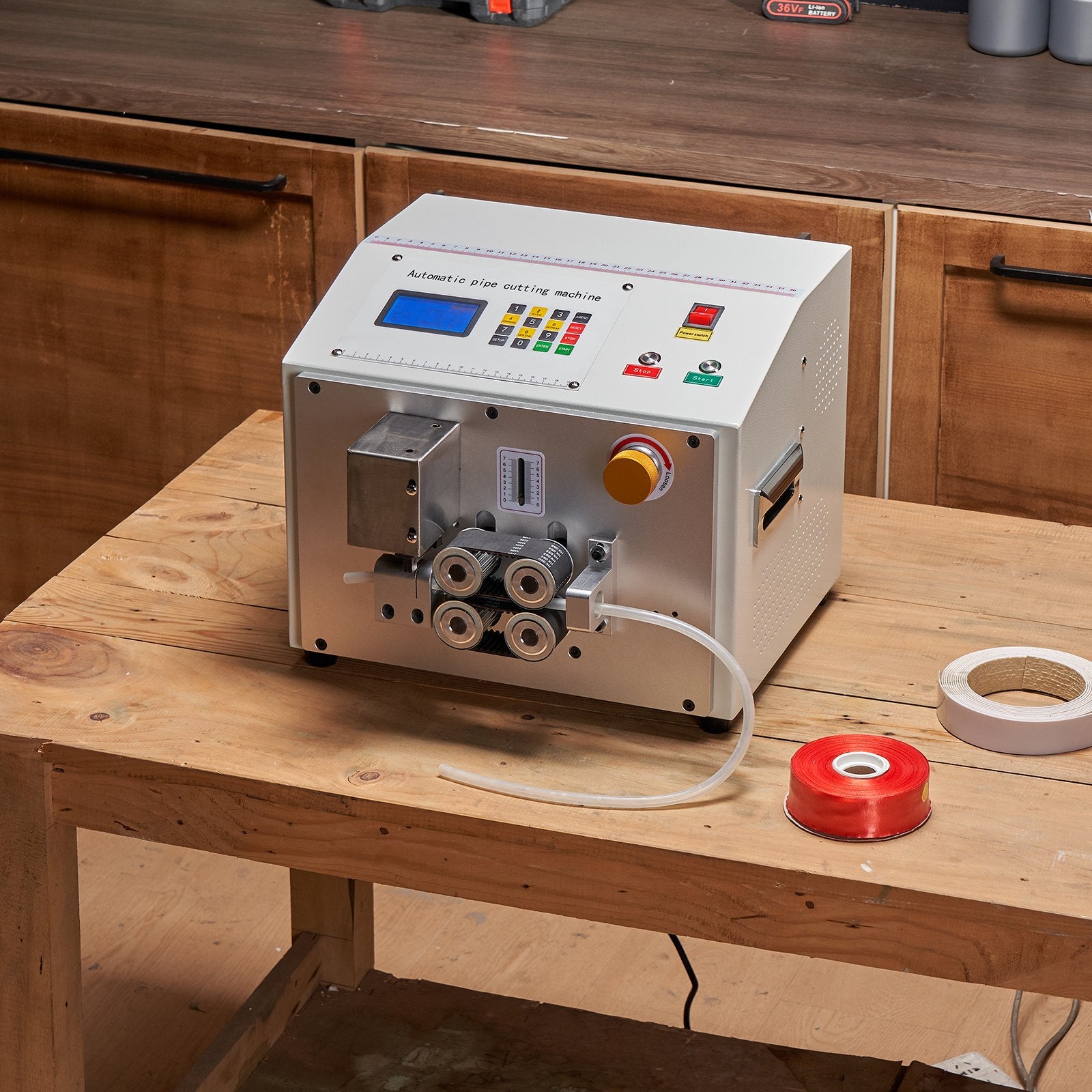 Automatic Heat-Shrink Tube Cutter with LCD Display, Precision Cutting 1-20mm Diameter, 0.1-99999.9mm Length for PVC, PE, Silicone, Soft Water Pipes