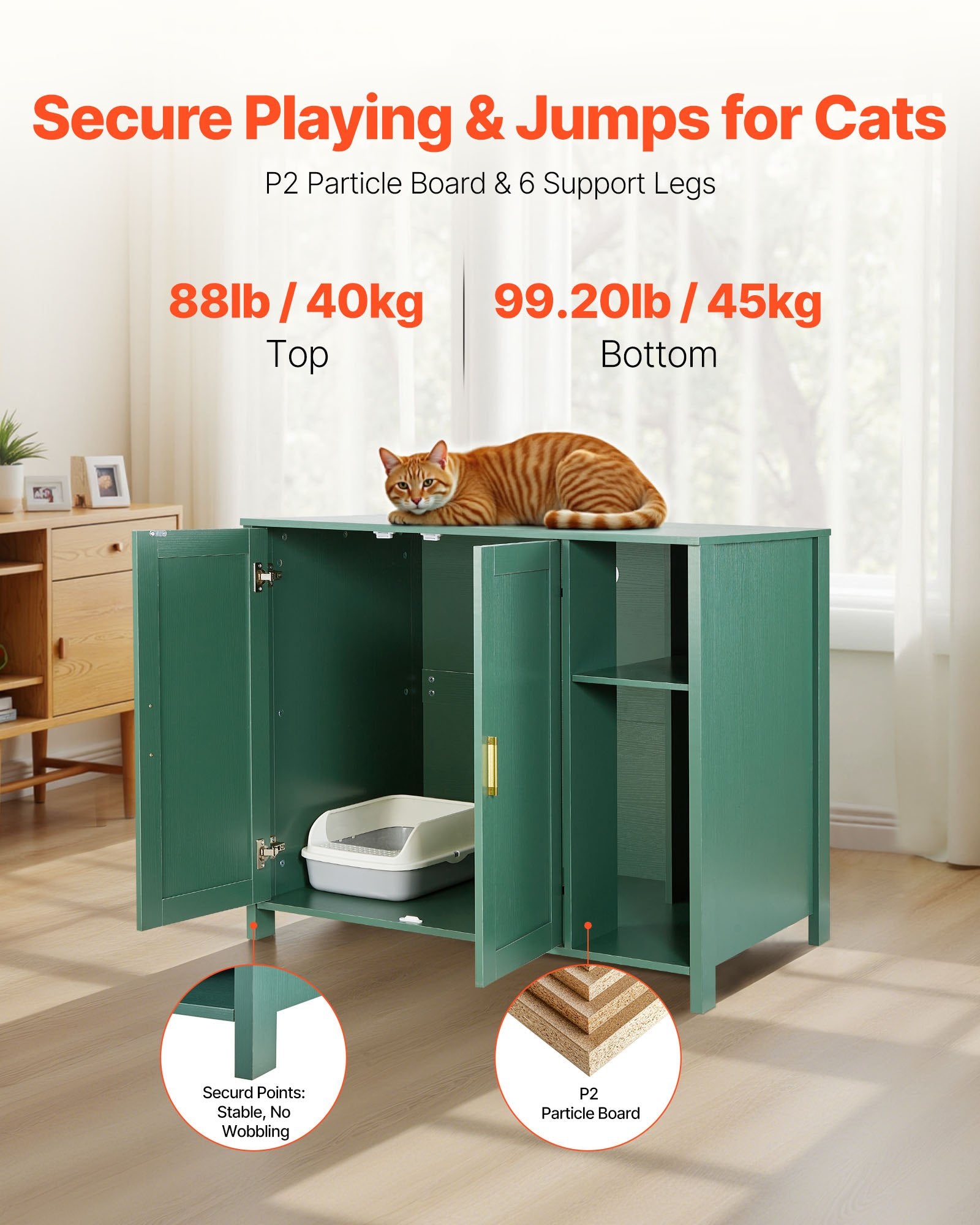 Spacious Cat Litter Robot Enclosure Cabinet, Automatic Self-Cleaning Box with Power Outlet, Drawer & Divider, Fits Smart Litterboxes