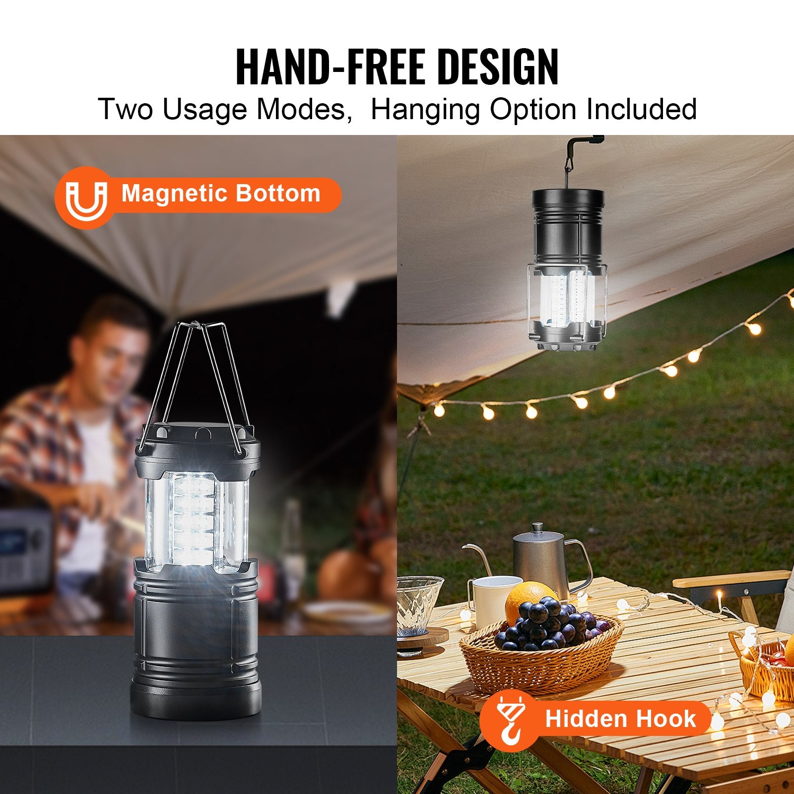 4 Pack LED Camping Lanterns with Magnetic Base, Lightweight Collapsible Design for Outdoor Adventures, Emergency Survival Lights for Hurricanes