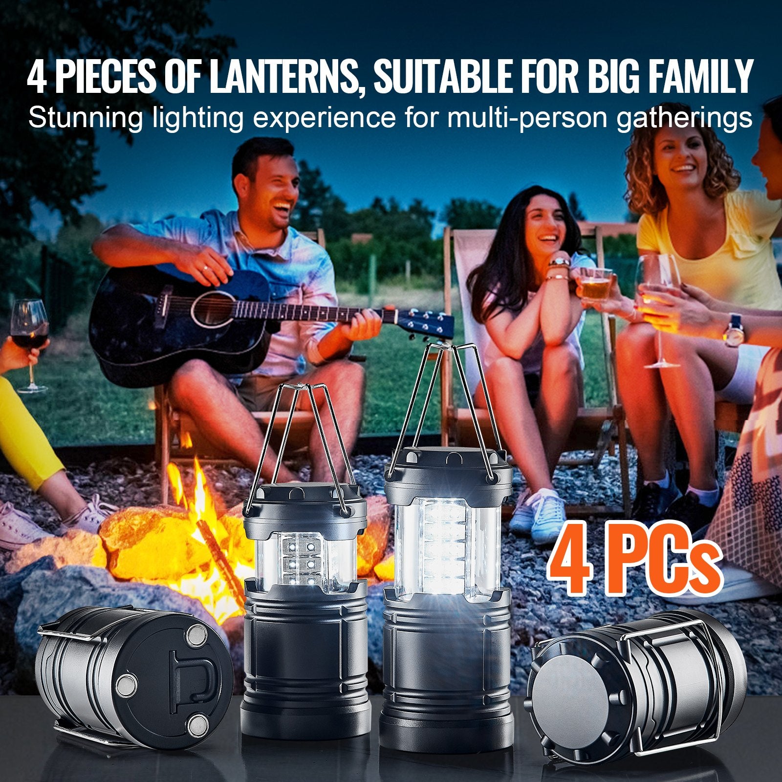 4 Pack LED Camping Lanterns with Magnetic Base, Lightweight Collapsible Design for Outdoor Adventures, Emergency Survival Lights for Hurricanes