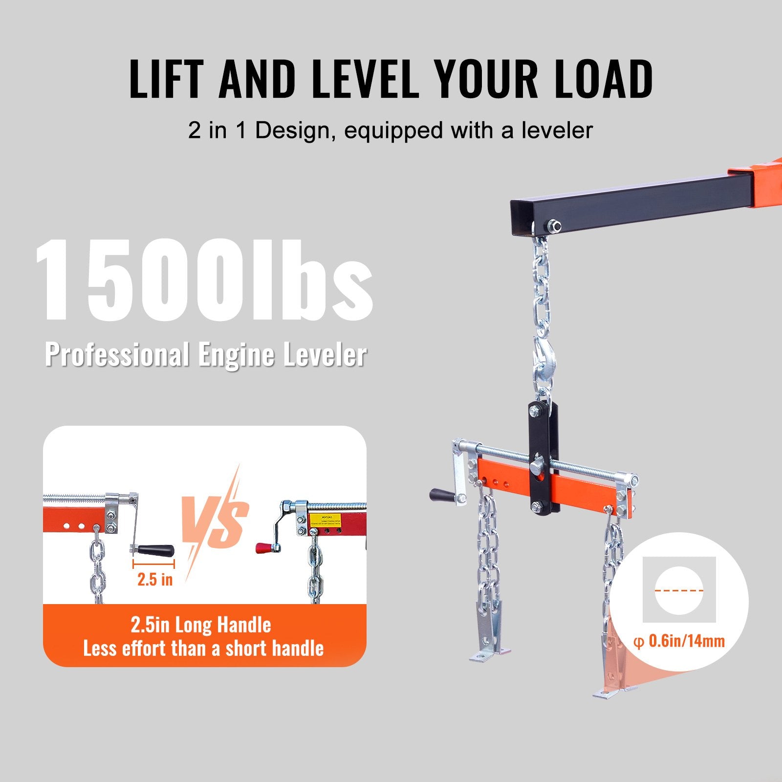 Heavy-Duty Engine Hoist Crane, 2 Ton/4400 LBS, Foldable Cherry Picker with Hydraulic Leveler for Auto Repair, Motors, and Weight Lifting