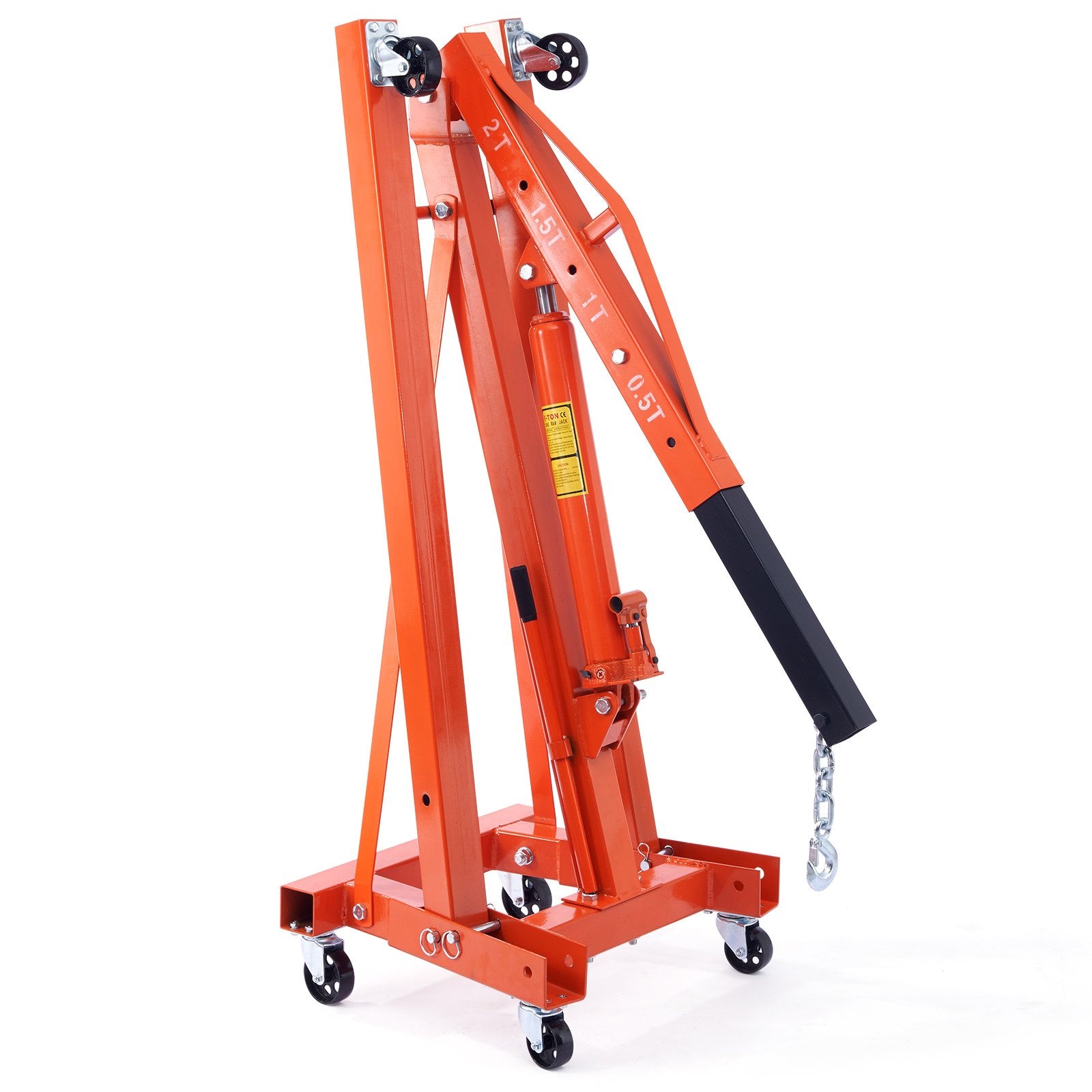 Heavy-Duty Engine Hoist Crane, 2 Ton/4400 LBS, Foldable Cherry Picker with Hydraulic Leveler for Auto Repair, Motors, and Weight Lifting