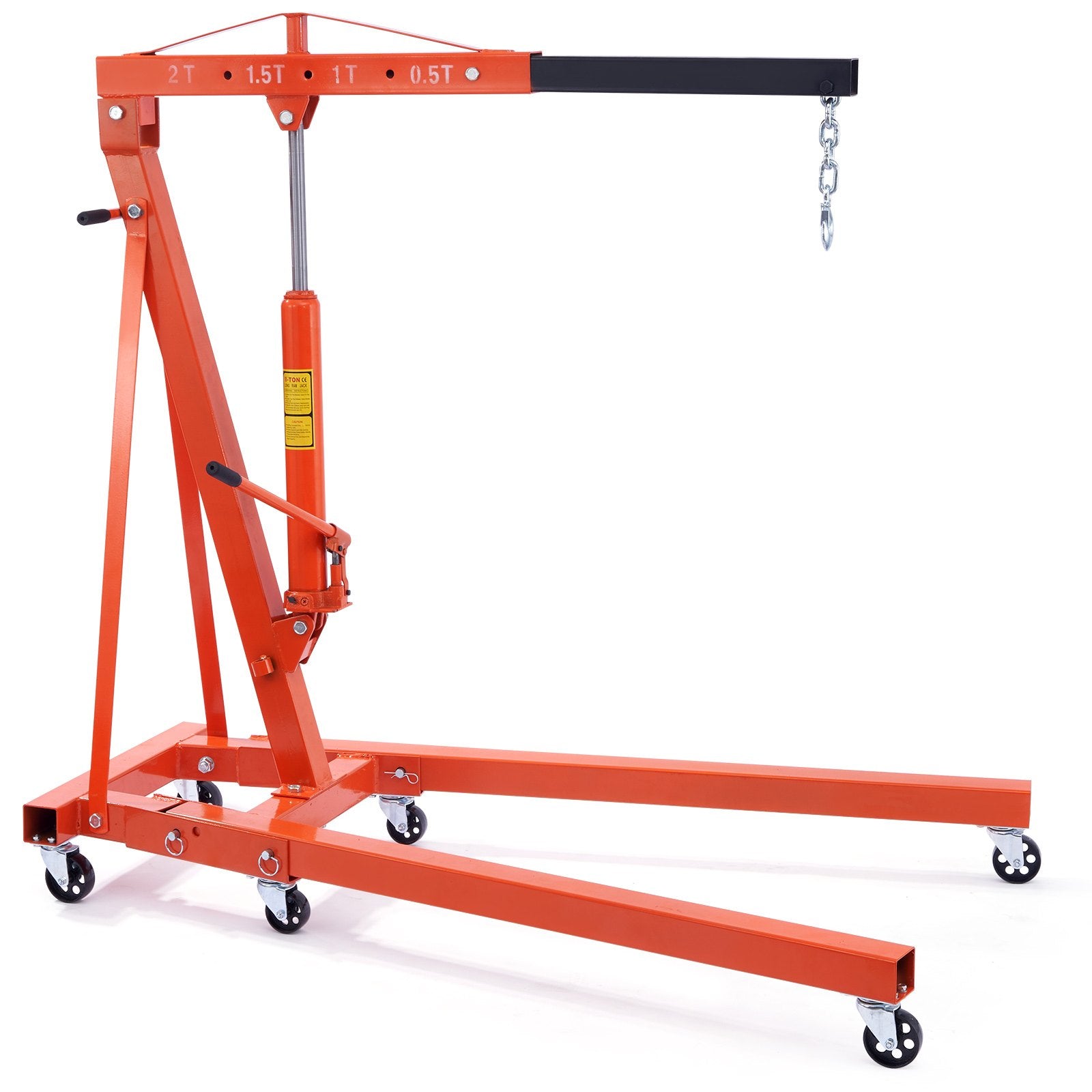 Heavy-Duty Engine Hoist Crane, 2 Ton/4400 LBS, Foldable Cherry Picker with Hydraulic Leveler for Auto Repair, Motors, and Weight Lifting