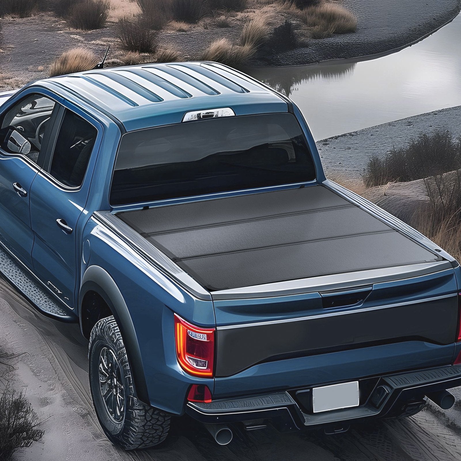 Heavy-Duty Tri-Fold Tonneau Cover for 2015-2024 Ford F-150, Lightning, Styleside 5.5' Bed - Weatherproof, Reinforced Clamps, LED Light, Aerodynamic Design