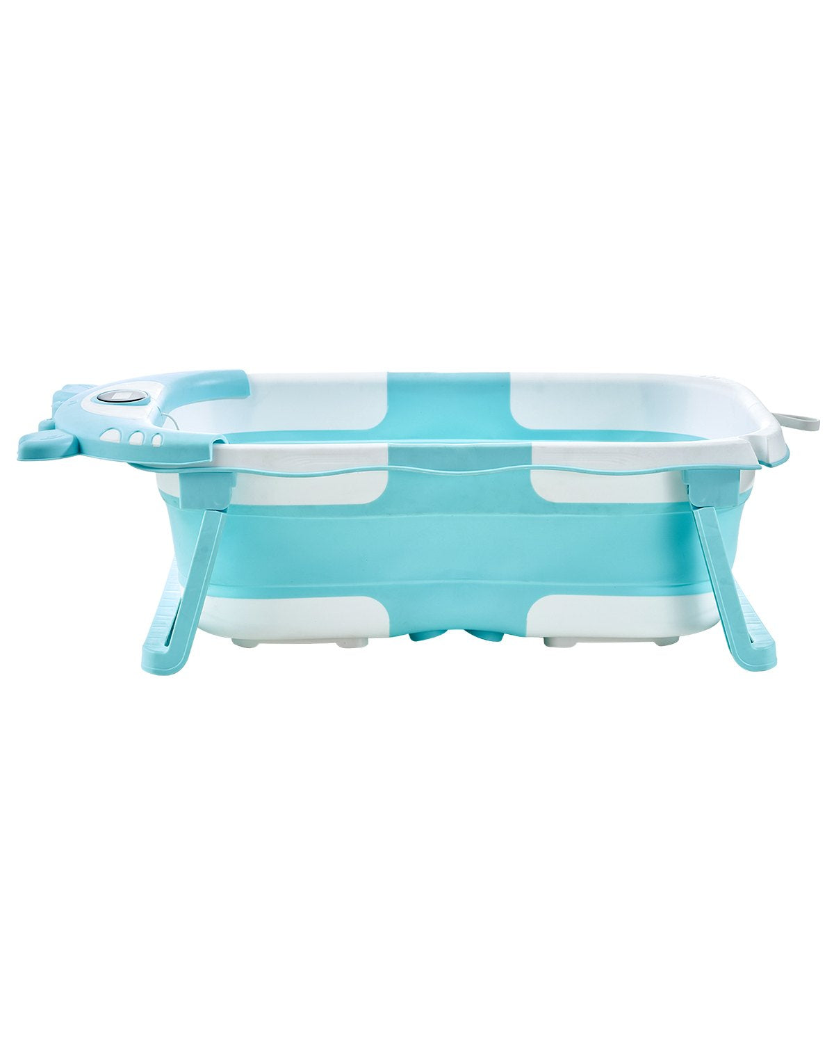 Collapsible Baby Bathtub with Temperature Sensor, Soft Cushion, and Showerhead Holder - Portable 5 Gal Bath for 0-24 Month Toddlers